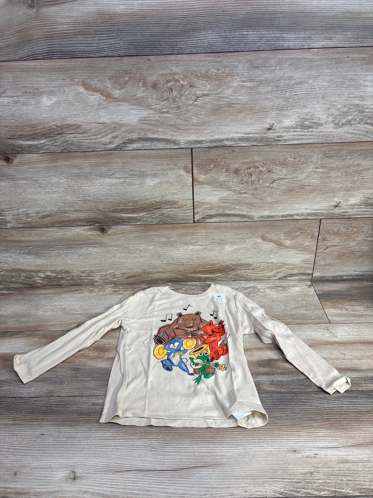 NEW Old Navy Musical Animals Beige Shirt sz 4T