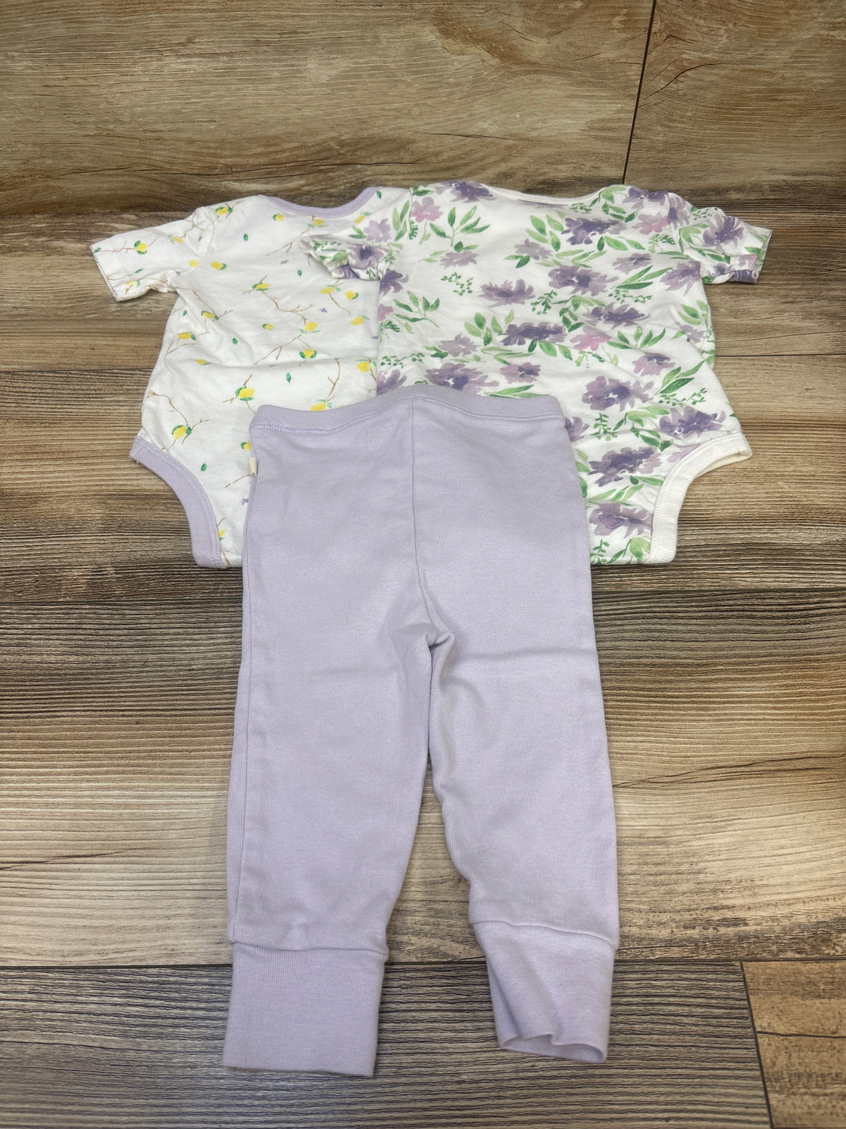 Burt's Bees Baby 3pc Bodysuit & Pants Set White sz 3-6m