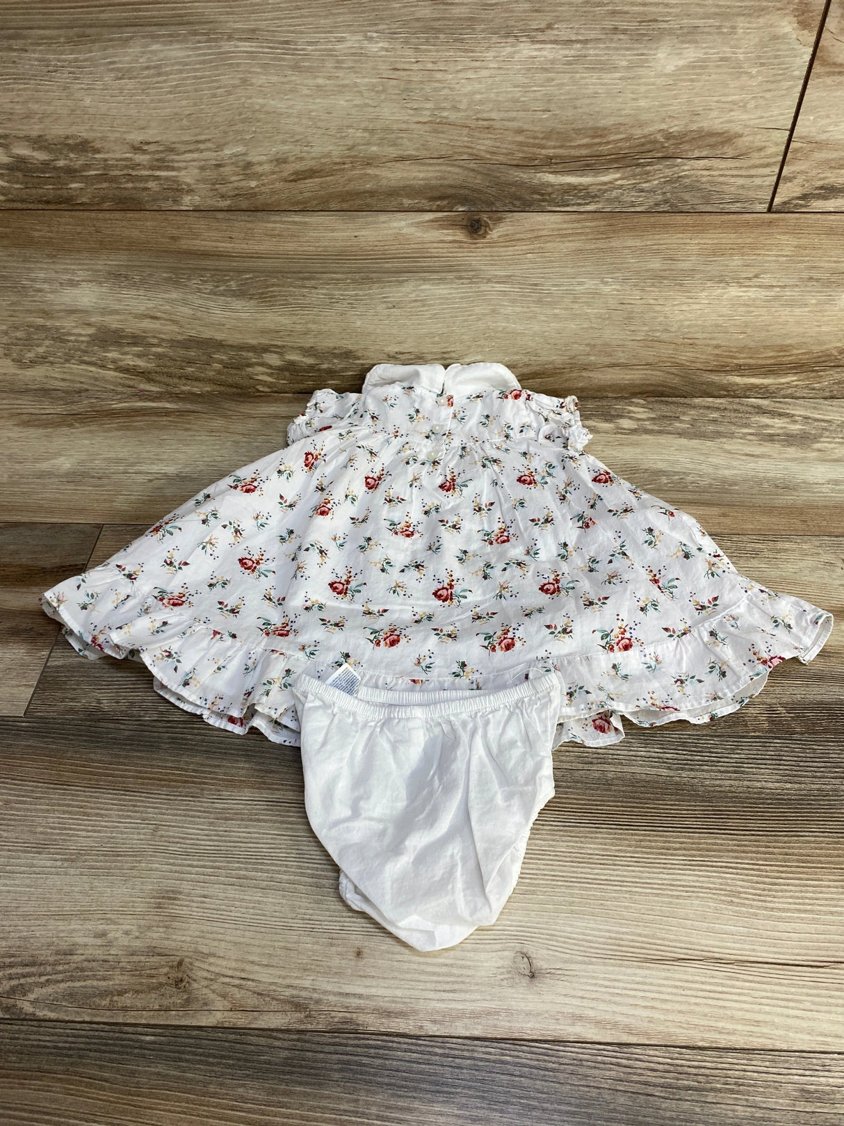 Janie and Jack 2pc Floral Collared Smocked Dress White sz 6-12m - Me n Mommy To Be