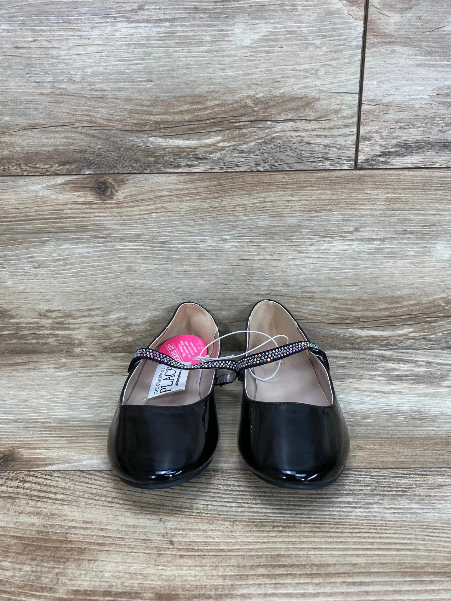 The Children's Place Girls Jeweled Faux Patent Leather Ballet Flats Black Sz 2Y - Me n Mommy To Be