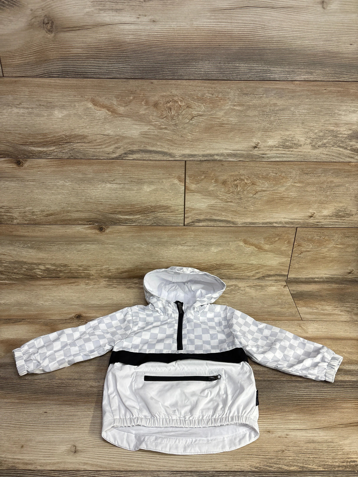 Little Bipsy 1/4 Zip Check Block Windbreaker White sz 12-18m