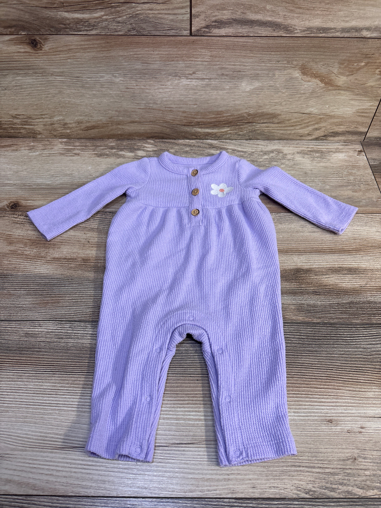 Cat & Jack Waffle Knit Henley Coverall Purple sz 0-3m