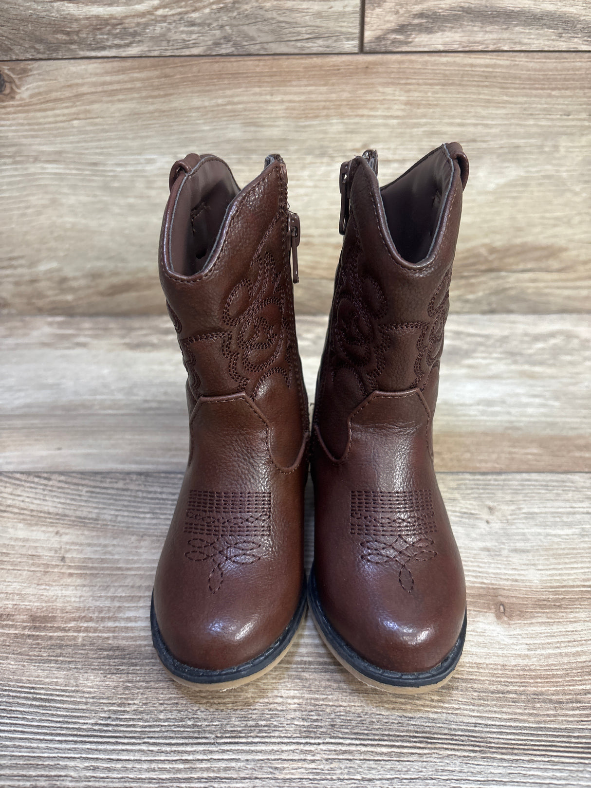 Cat & Jack Memphis Zipper Western Boots Brown sz 7c