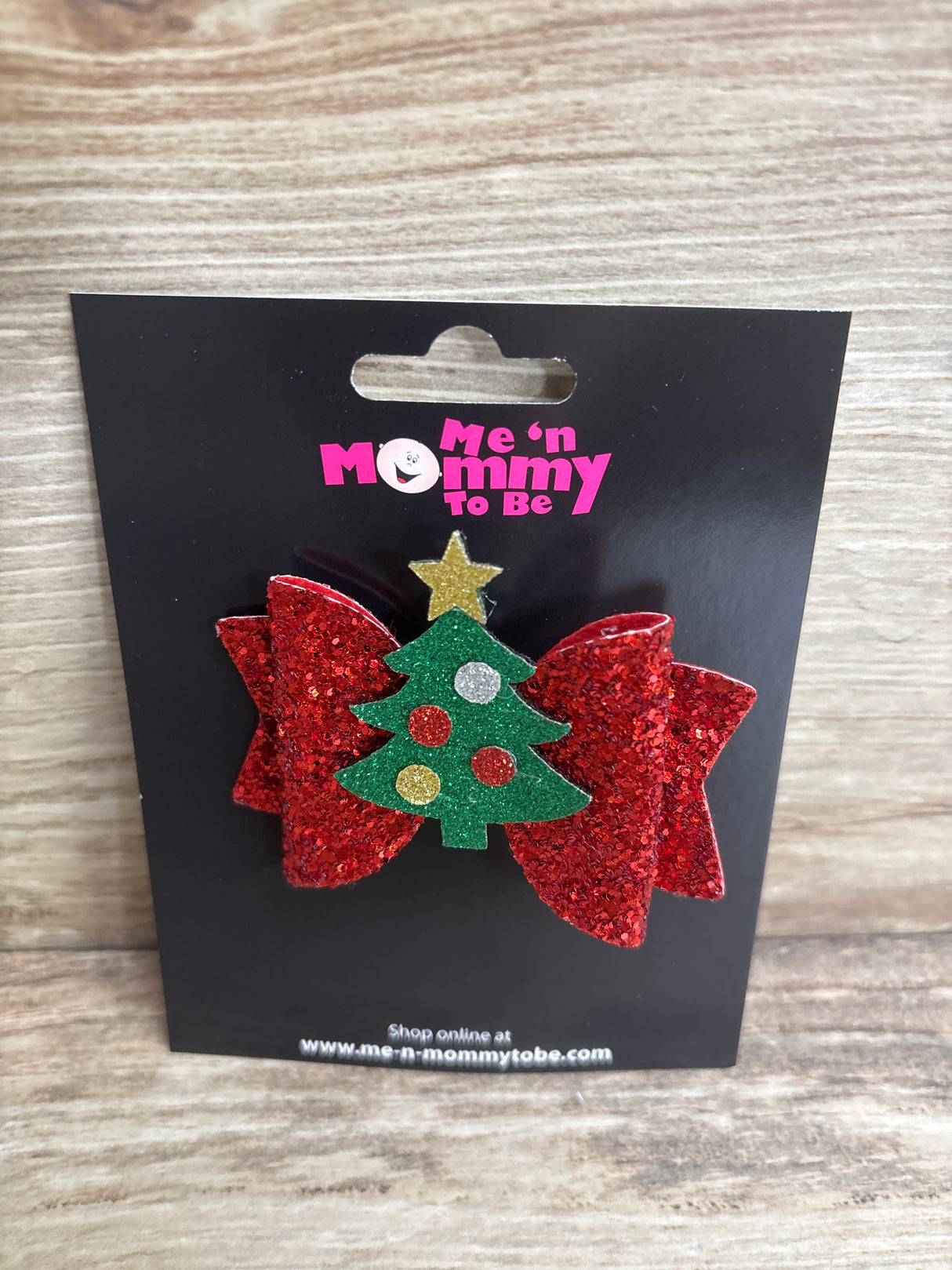 NEW Double-Layer Glitter Hair Bow w/ Christmas Tree Applique