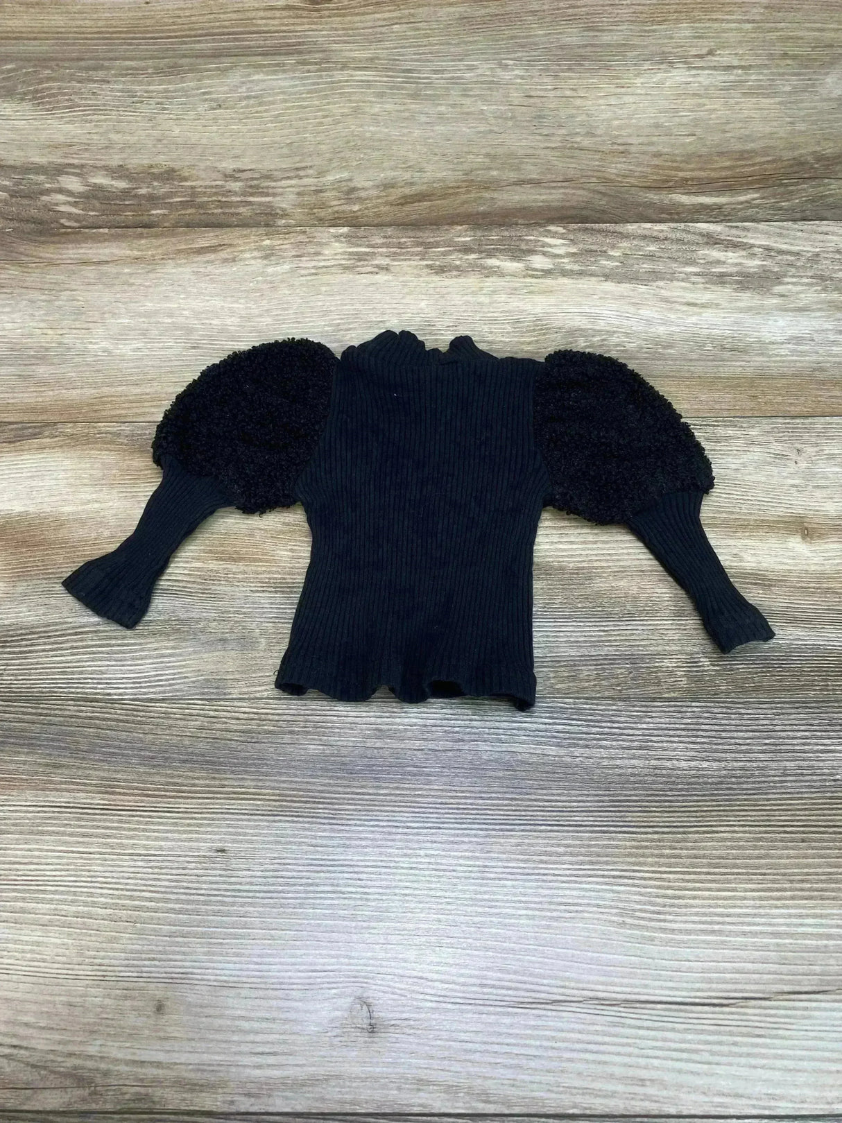 Shein Ribbed Puff Sleeve Shirt Black sz 3-6m - Me n Mommy To Be