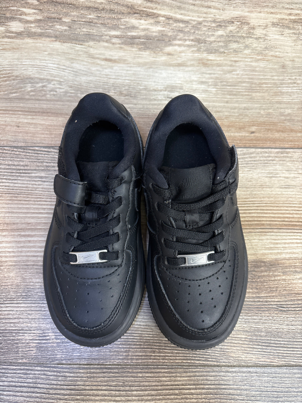 Nike Force 1 Low EasyOn PS 'Triple Black' Sneakers sz 10c
