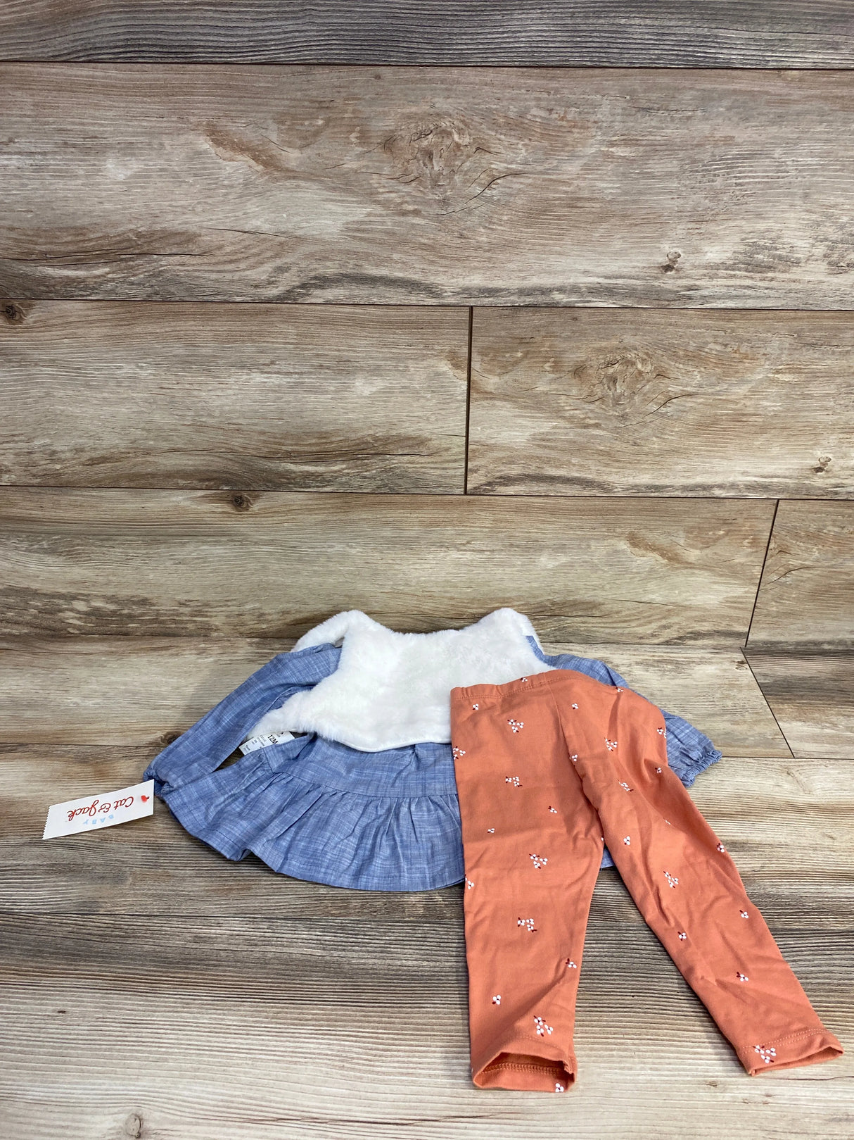 NEW Cat & Jack 3pc Plush Vest Set Blue sz 12m