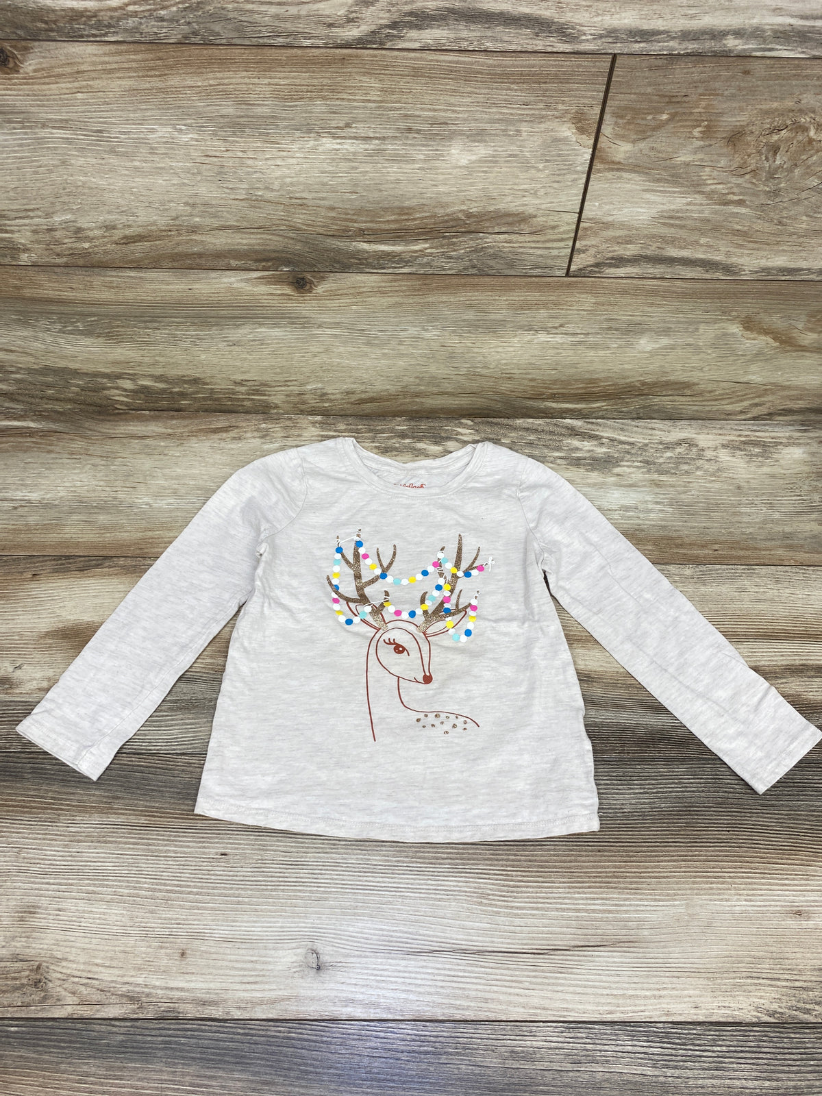 Cat & Jack Reindeer Shirt Oatmeal sz 5T