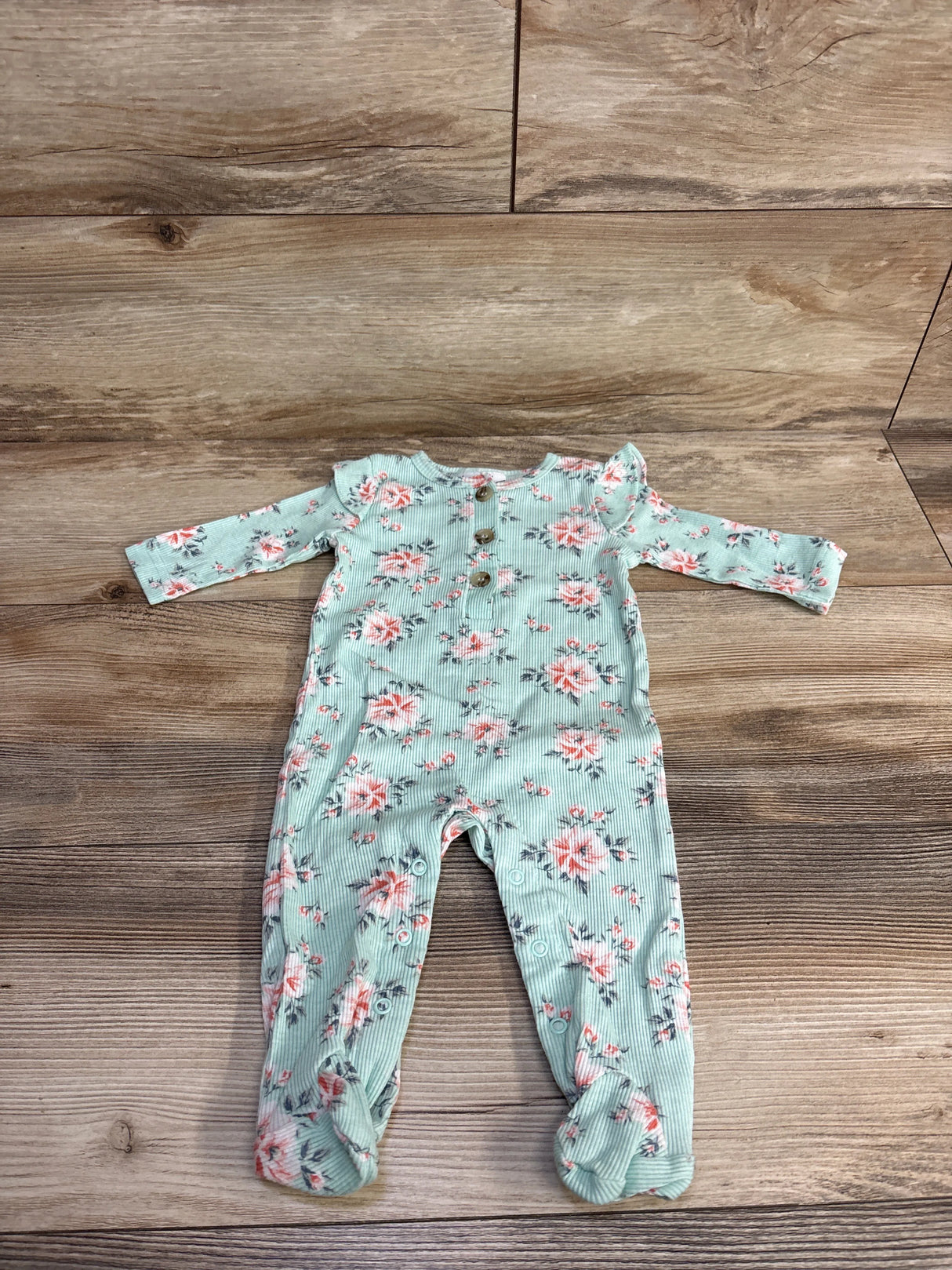 Nicole Miller Floral Footed Coverall Mint sz 3-6m