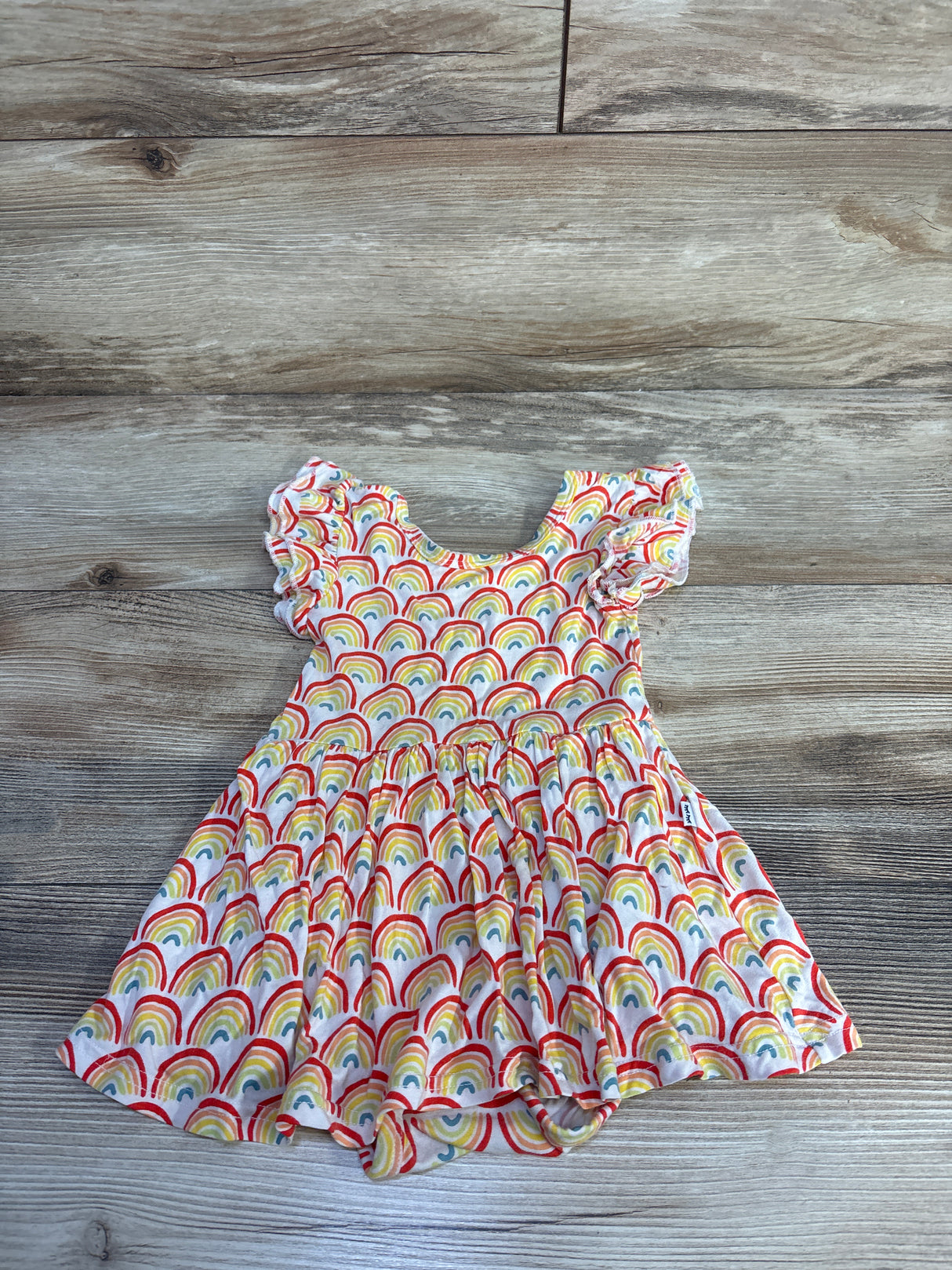 Play by Little Sleepies Rainbows Flutter Twirl Bodysuit Dress Ivory sz 12-18m