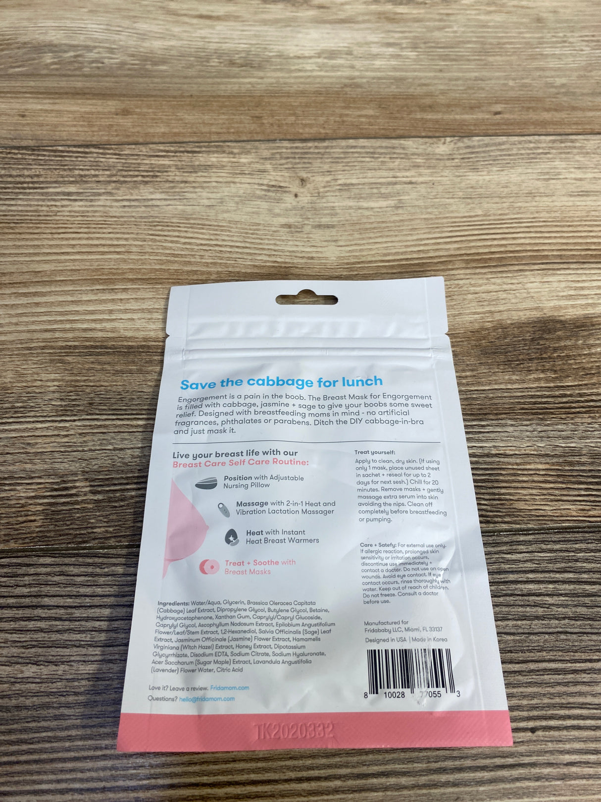 NEW Frida Mom Breast Mask for Engorgement 1 Set of 2 Sheets