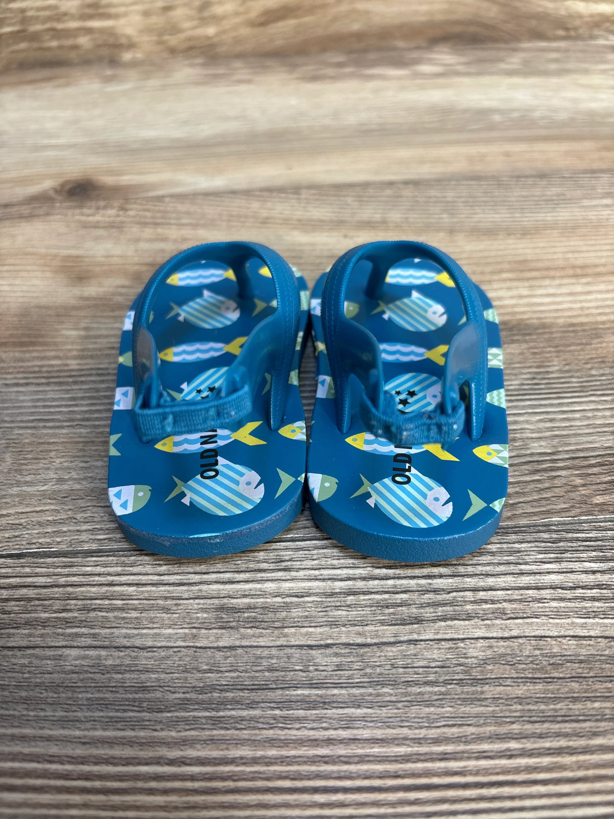 Old Navy Fish Print Flip Flop Sandals Blue sz 4c