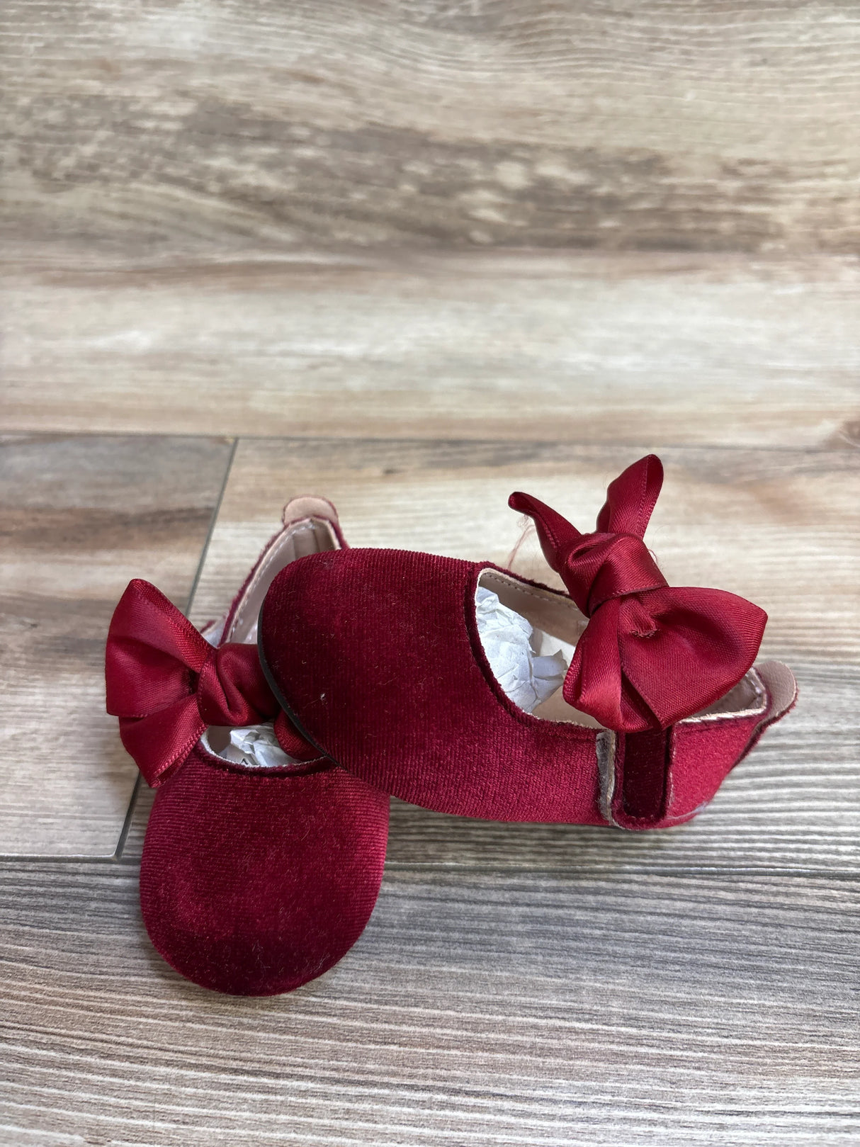 NEW Velvet Mary Jane Bow Flats Red sz 3.5c