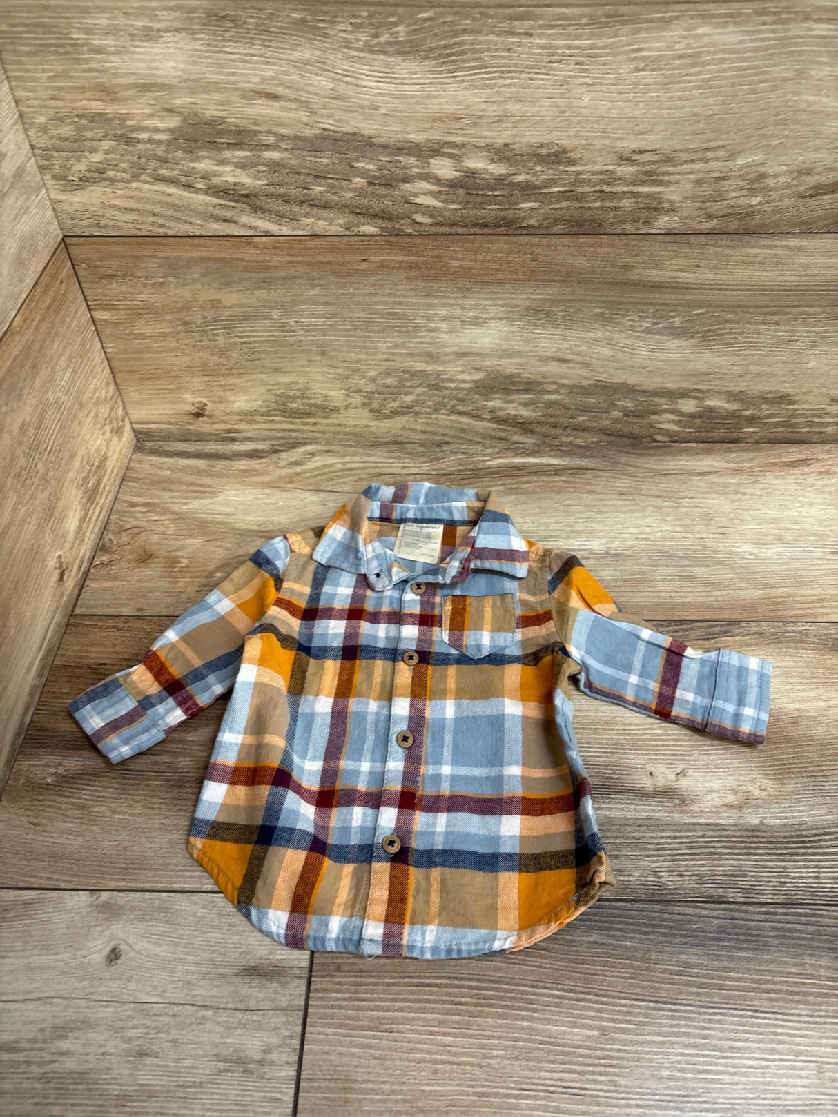 First Impressions Plaid Button Up Shirt Yellow sz 0-3m