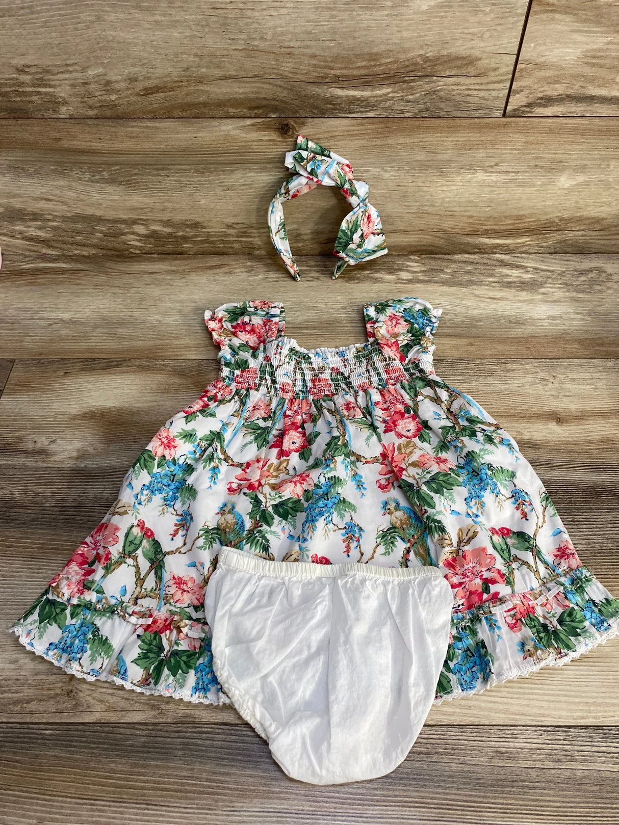 Janie and Jack 3pc The Abigail Smocked Dress White sz 12-18m - Me n Mommy To Be