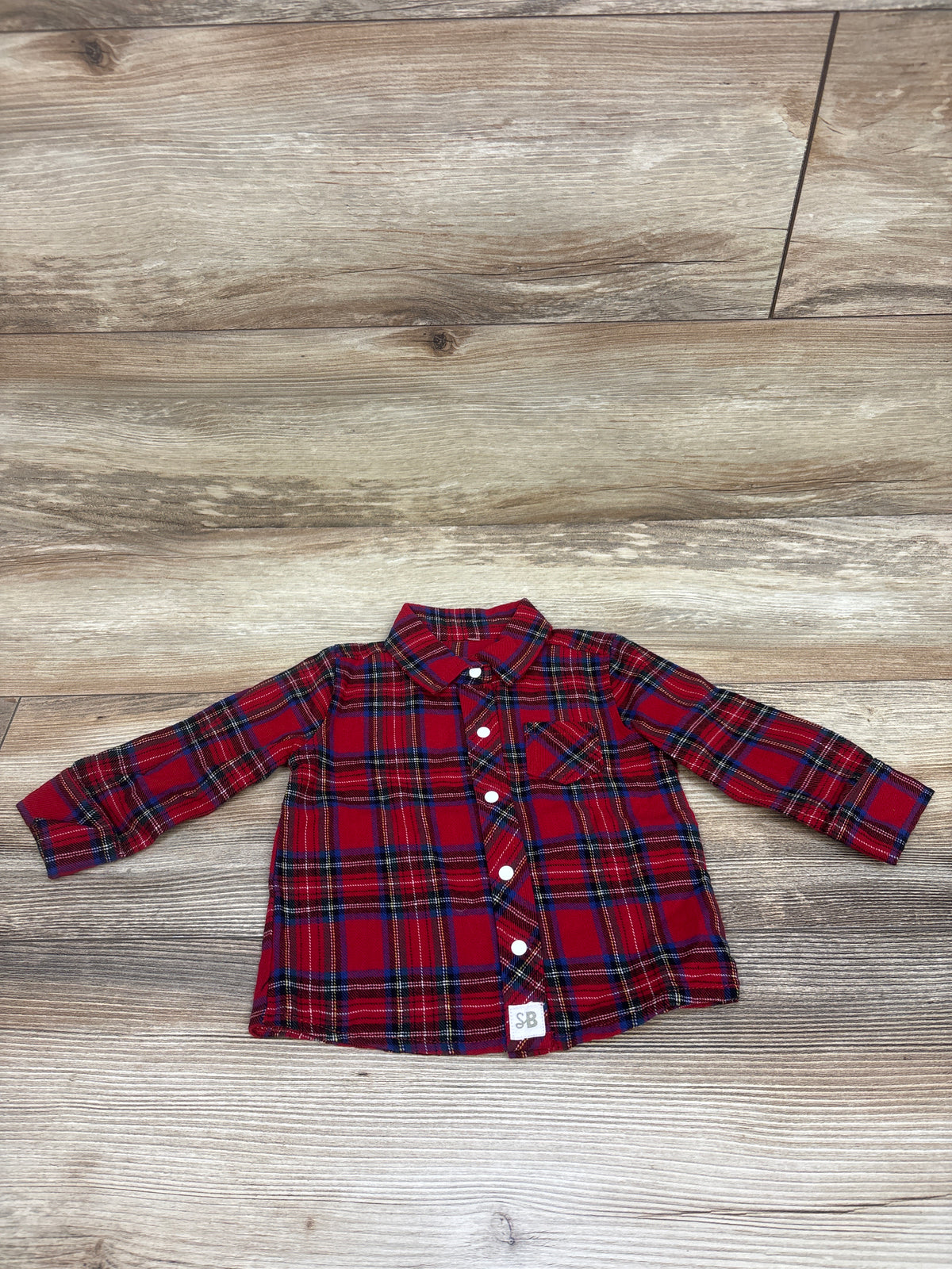 Stephan Baby Long Sleeve Plaid Button-Up Shirt Red sz 6-12m