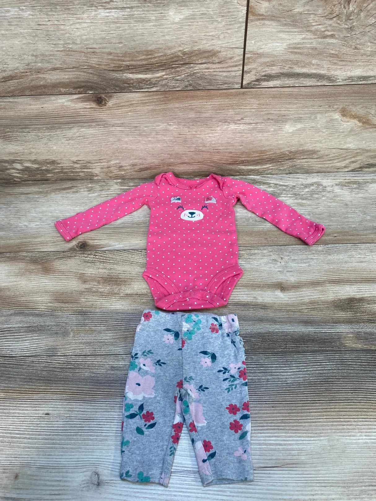 Carter's 2pc LS Polka Dot Bodysuit & Pants Pink sz Newborn - Me n Mommy To Be