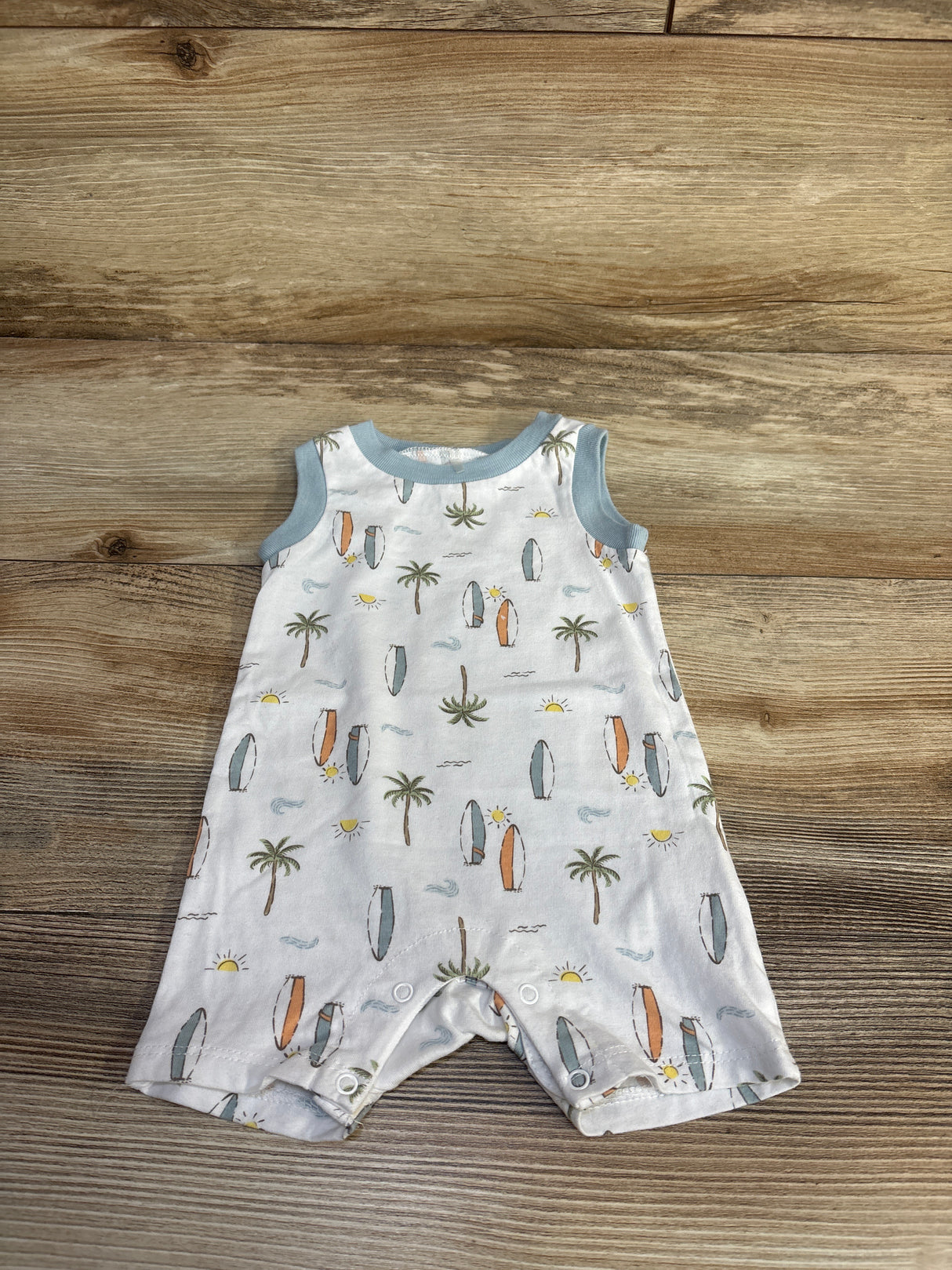 Chick Pea Surf Board Romper White sz 0-3m