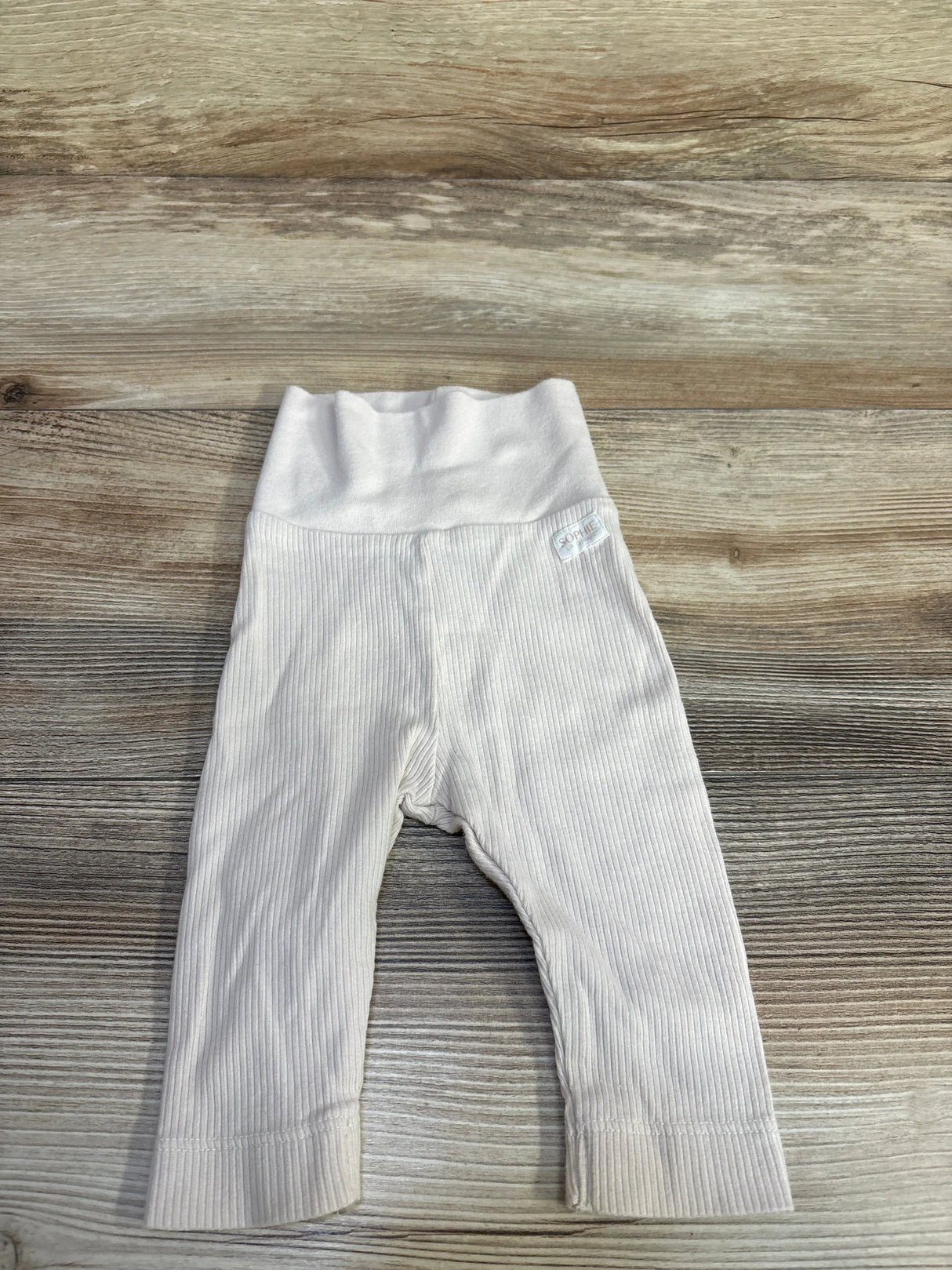 H&M x Sophie la Girafe Ribbed Foldover-Waist Pants Cream sz Newborn