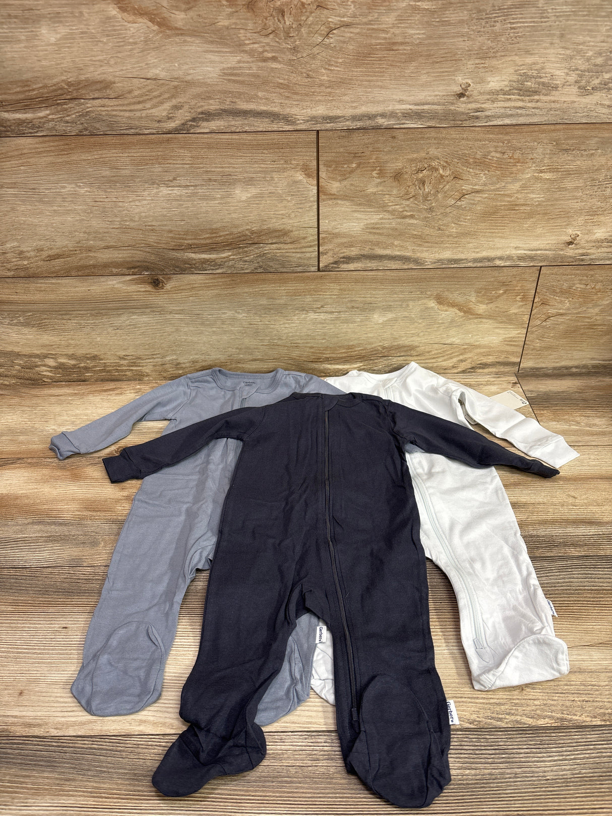 NEW Gerber 3pk Tonal Sleep N' Play Sleepers Blue sz 3-6m