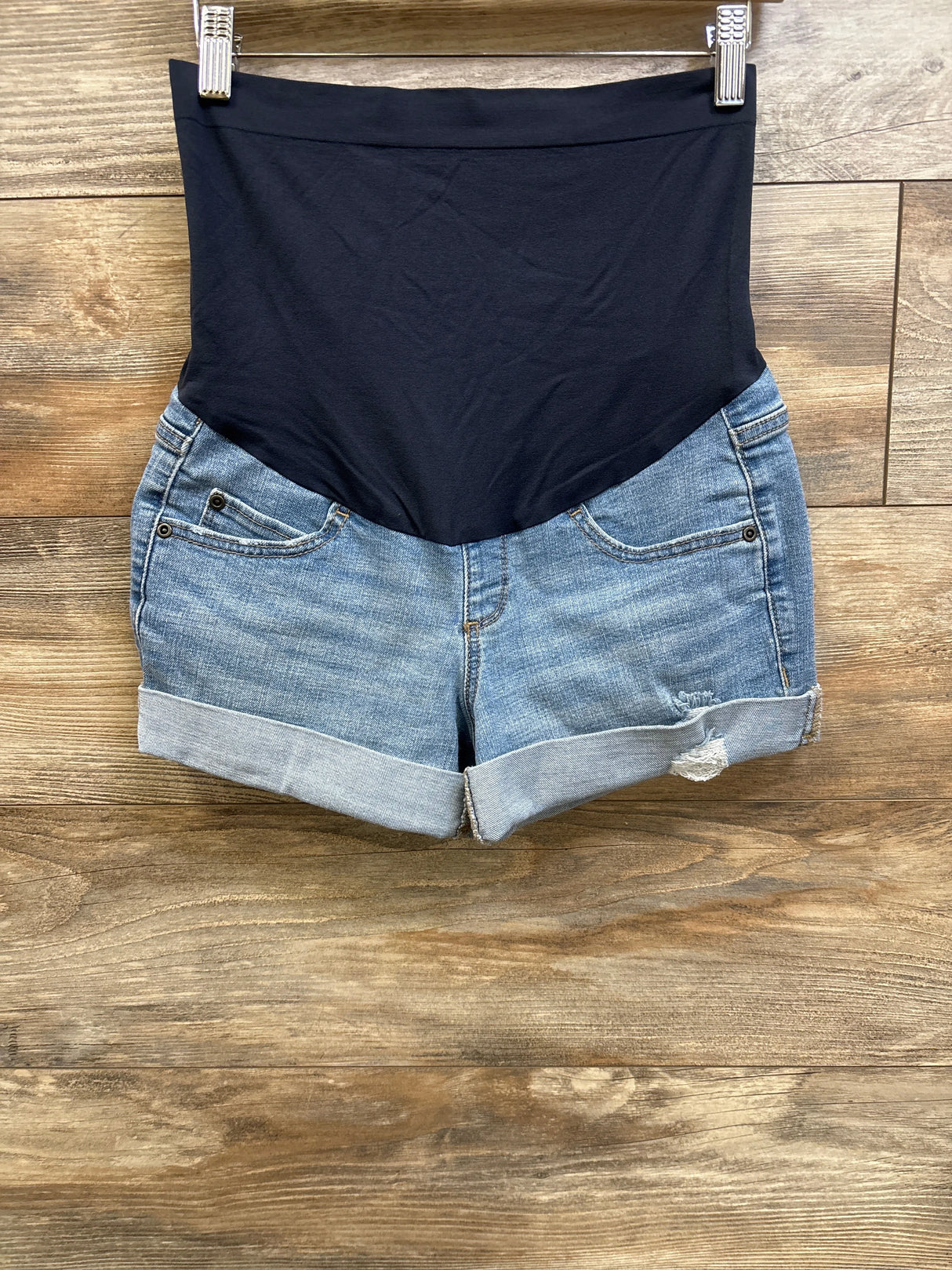 a:glow Maternity Full Panel Denim Shorts Blue sz Small (2)