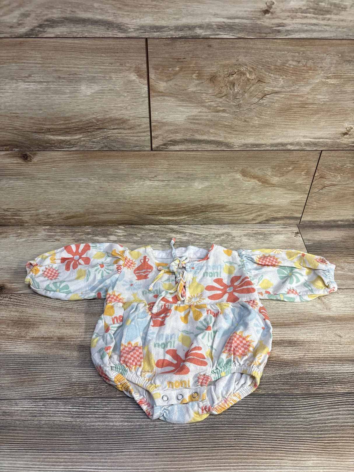 Noni Laguna Front Tie Romper White sz 6-12m