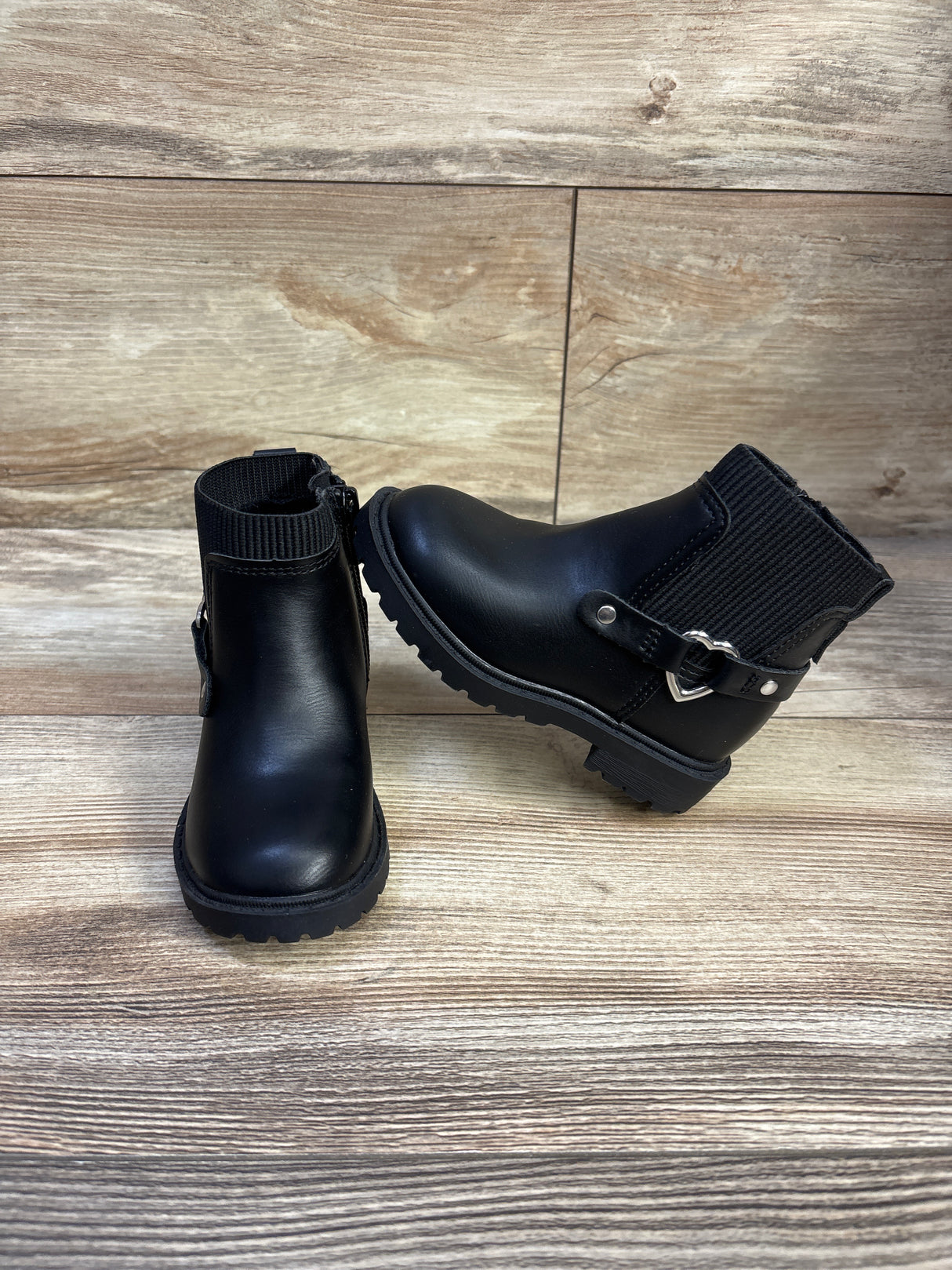 Old Navy Faux Leather Zip Up Moto Boots Black sz 6c