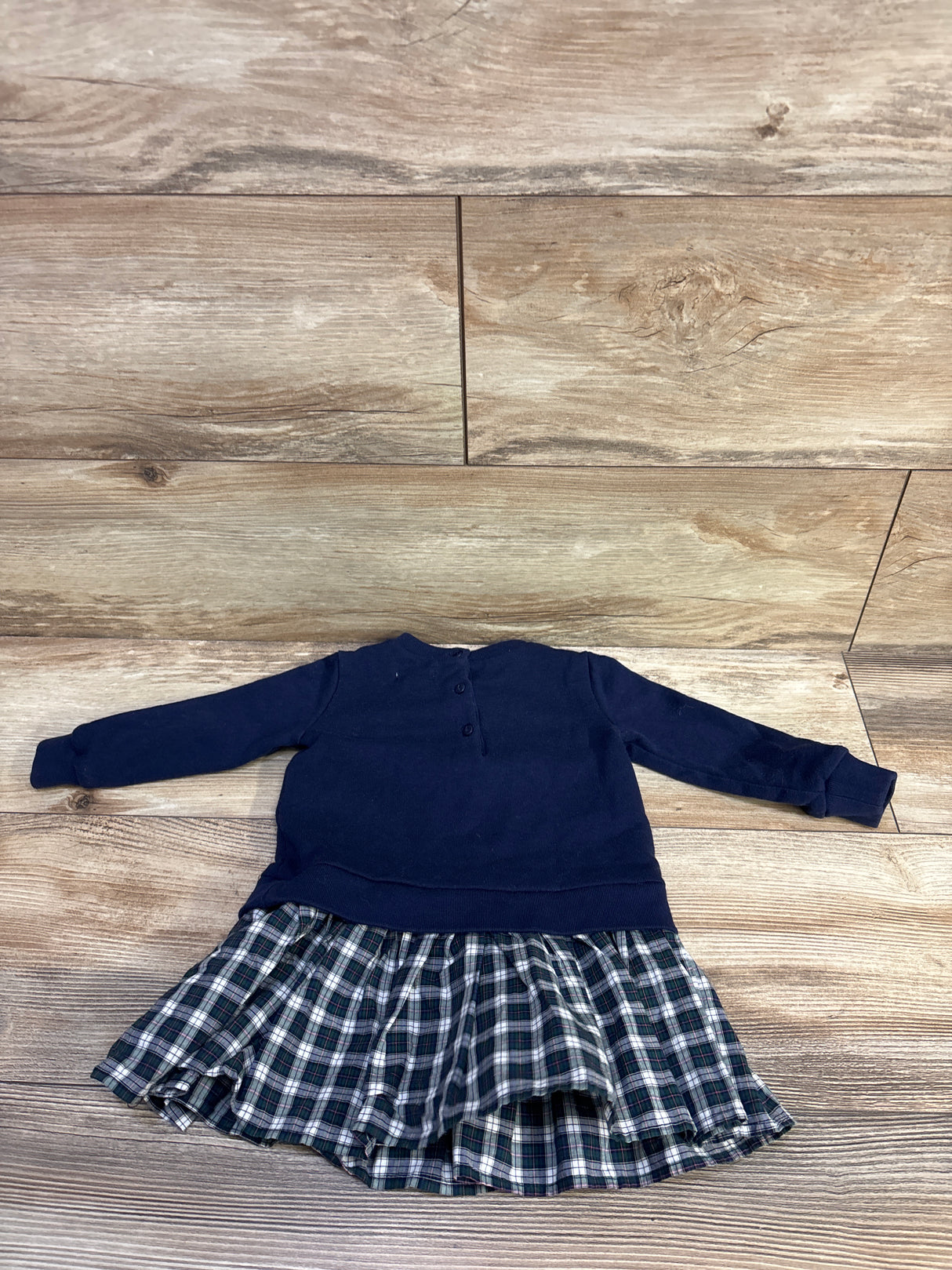 Ralph Lauren Plaid-Skirt Sweatshirt Dress Navy sz 12m