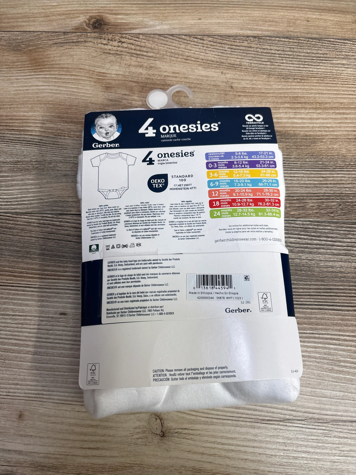 NEW Gerber 4pk Bodysuits White sz 3-6m