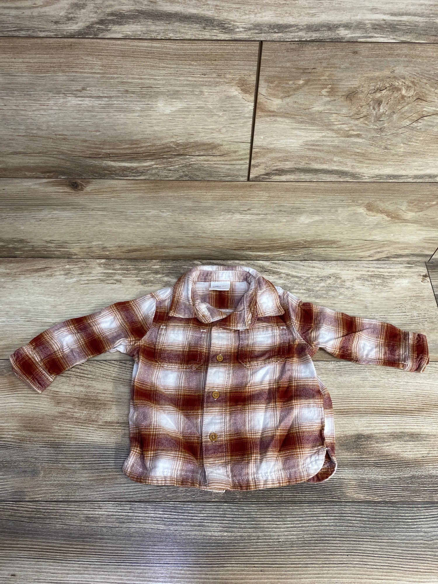 Little Co Plaid Button Up Flannel Red sz 9m