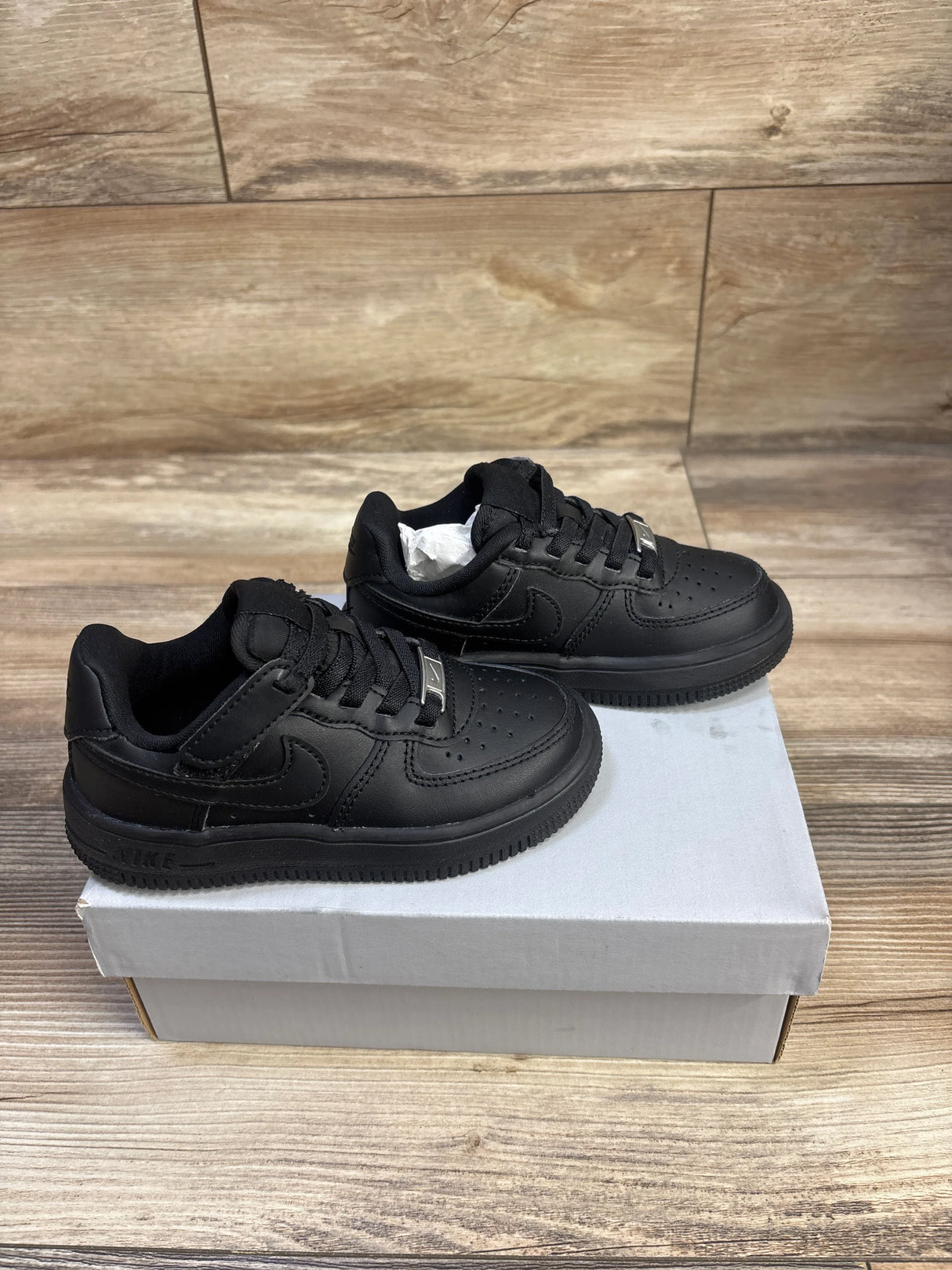 NEW Nike Force 1 Low EasyOn PS 'Triple Black' Sneakers sz 8c