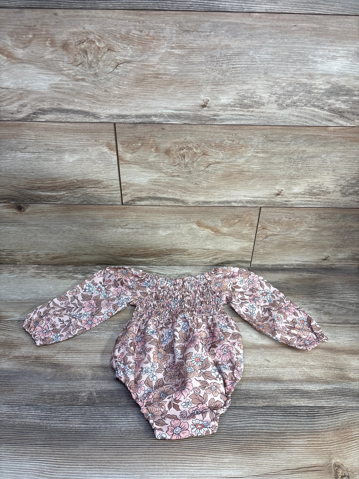 Shein Smocked Floral Bubble Romper Pink sz 12-18m