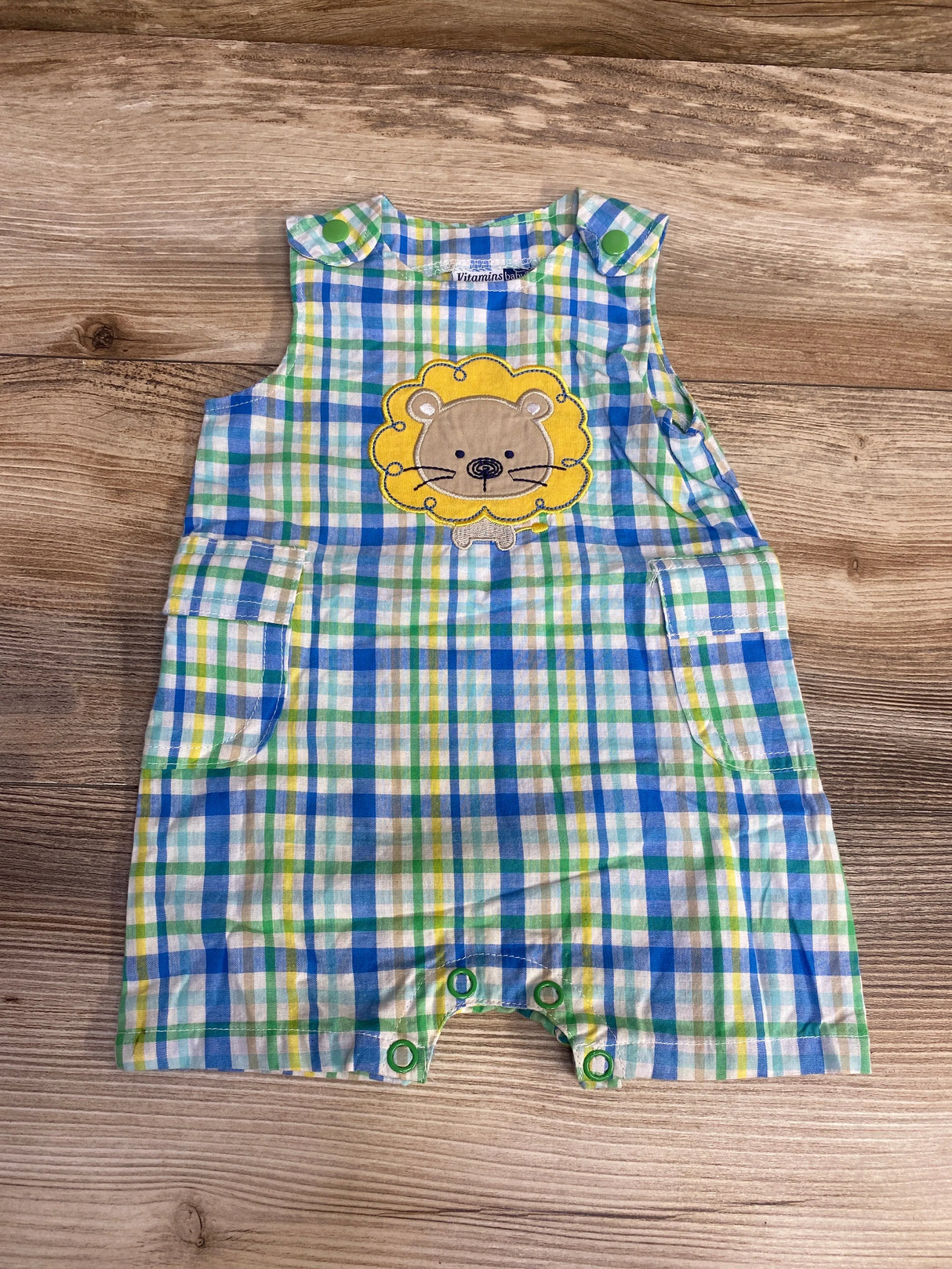Vitamins Baby Plaid Romper Green sz 3m - Me n Mommy To Be