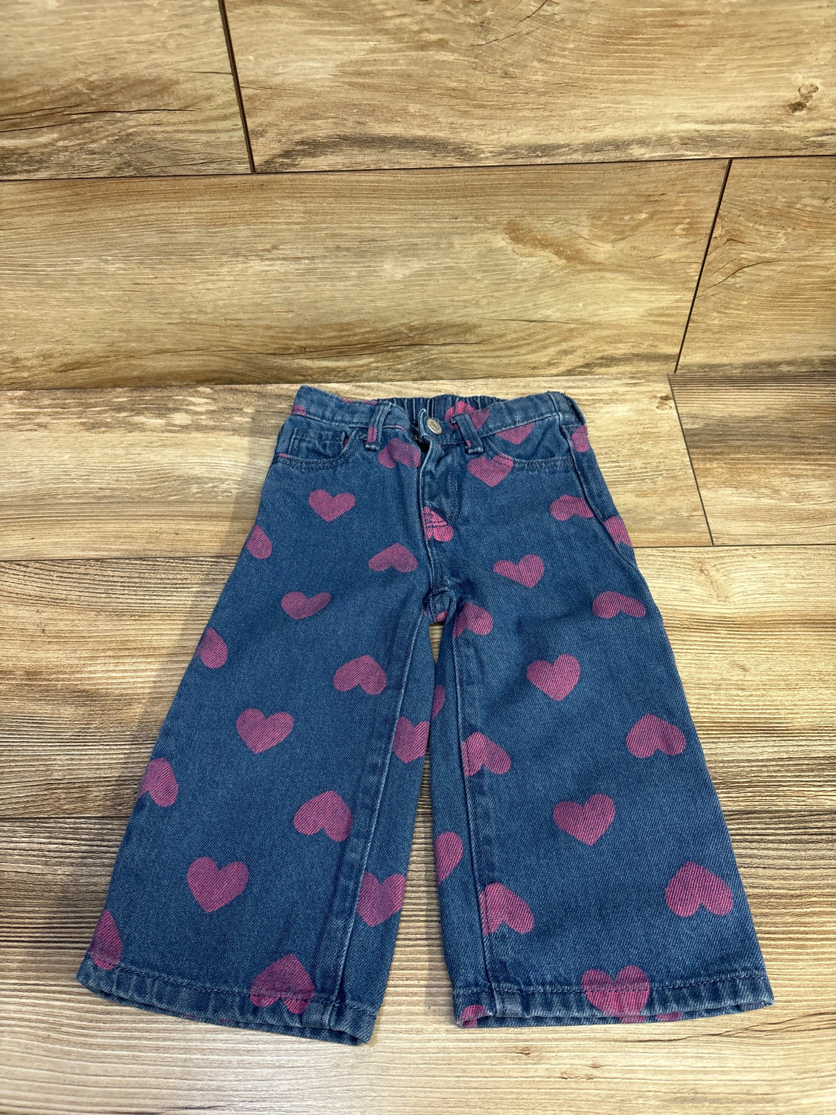 Old Navy Heart Print Wide Leg Jeans Blue sz 18-24m