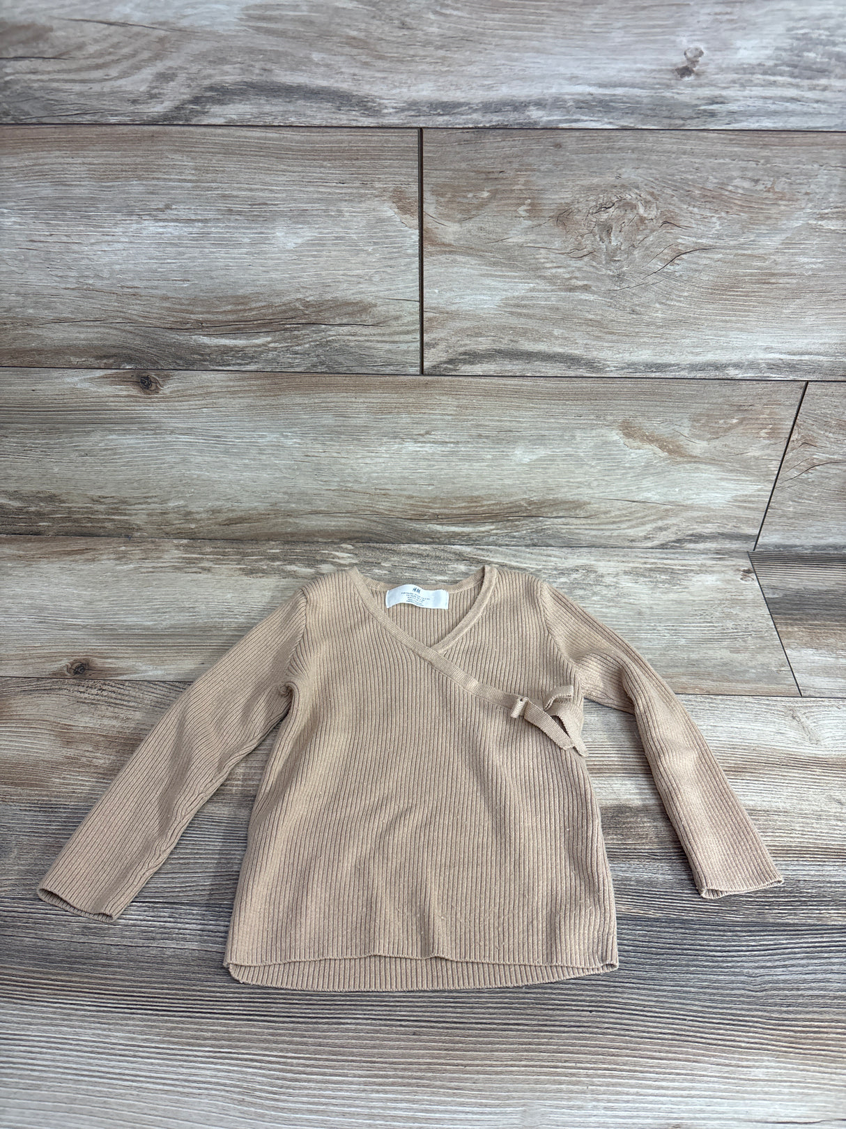 H&M Fine Knit Wrap-Front Cardigan Tan sz 3/4T