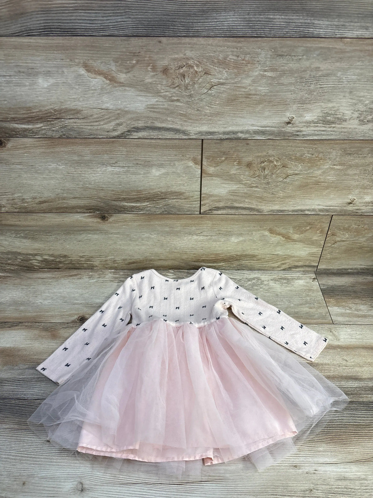 Cat & Jack Long Sleeve Knit Tulle Dress Pink sz 2T