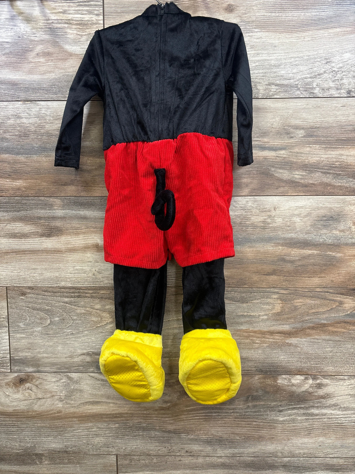 Mickey Mouse toddler costume with black top, red shorts, and yellow shoes for kids