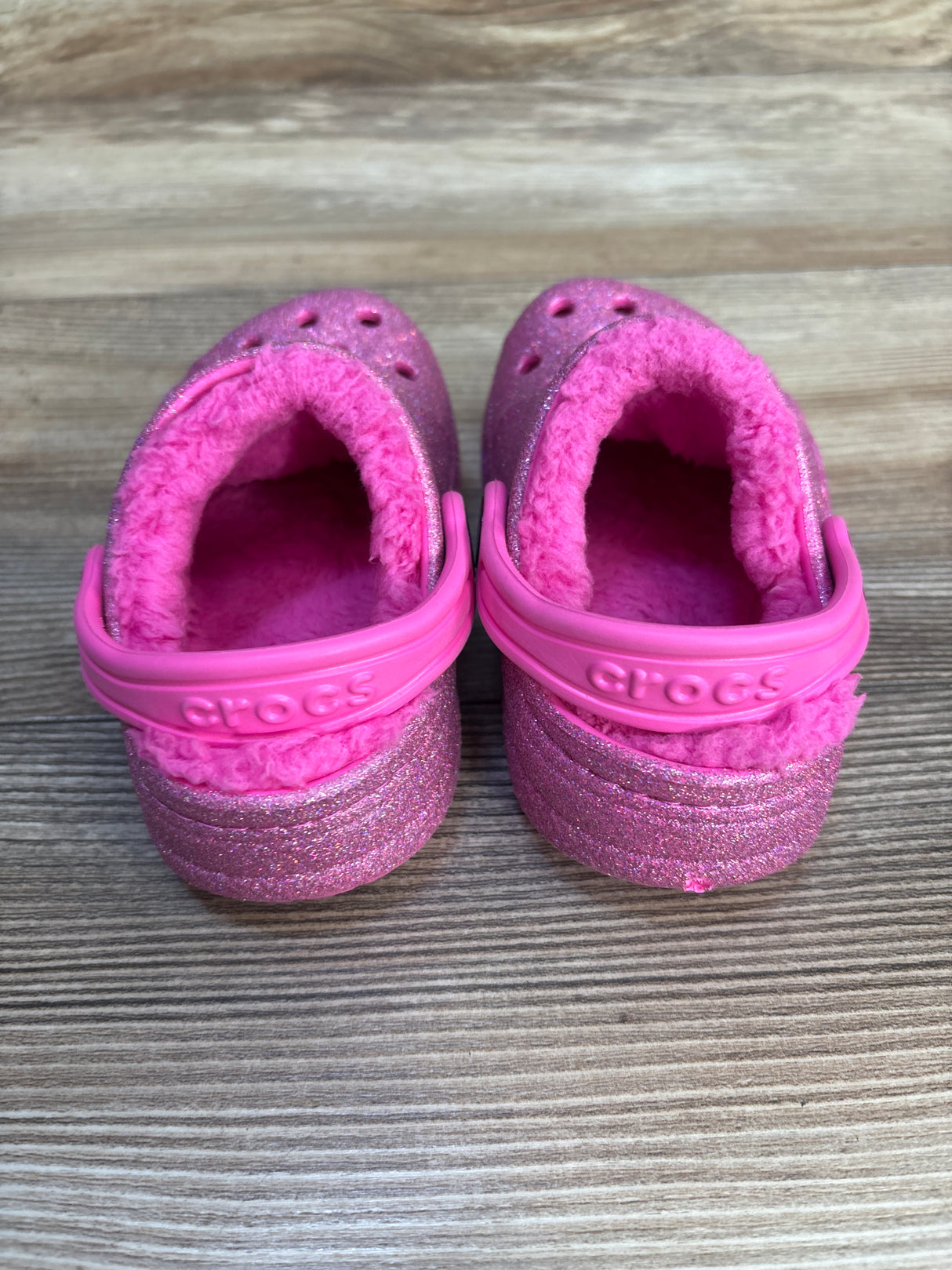 Crocs Baya Lined Clogs Pink Glitter sz 6c