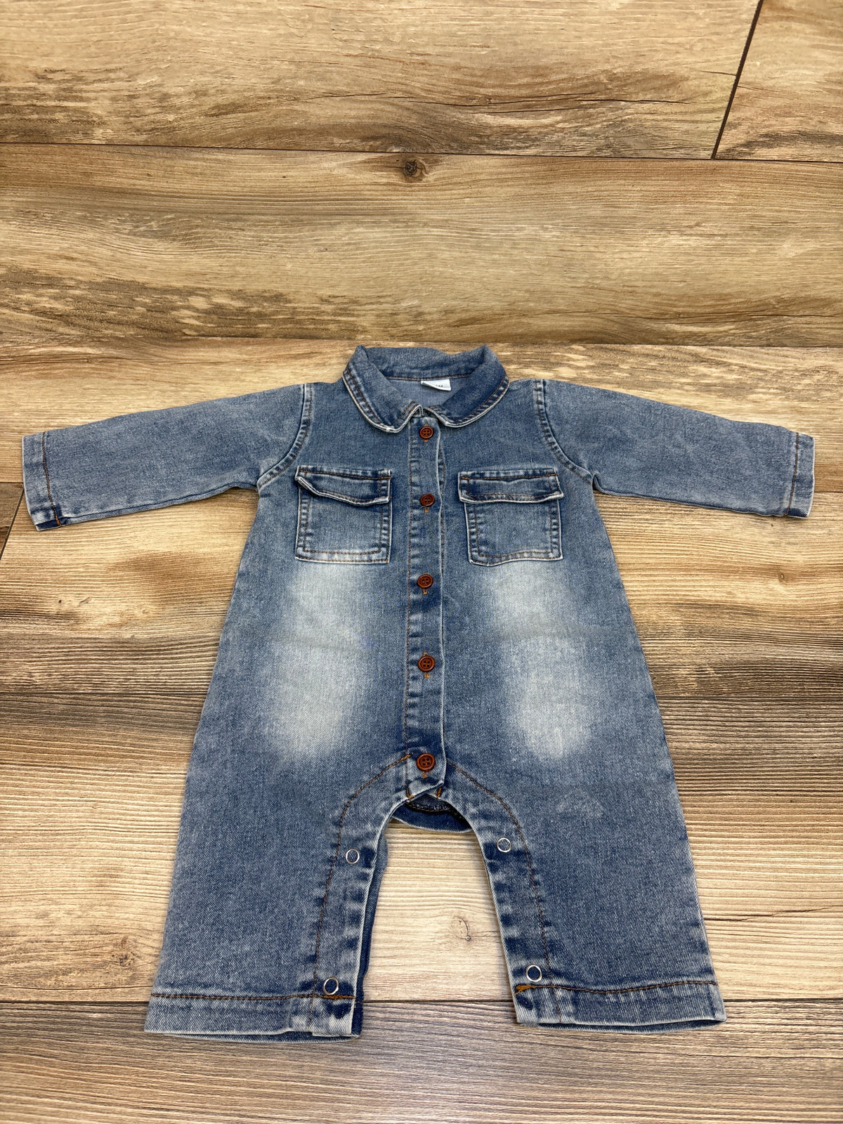 Button-Up Denim Coverall Blue sz 3-6m