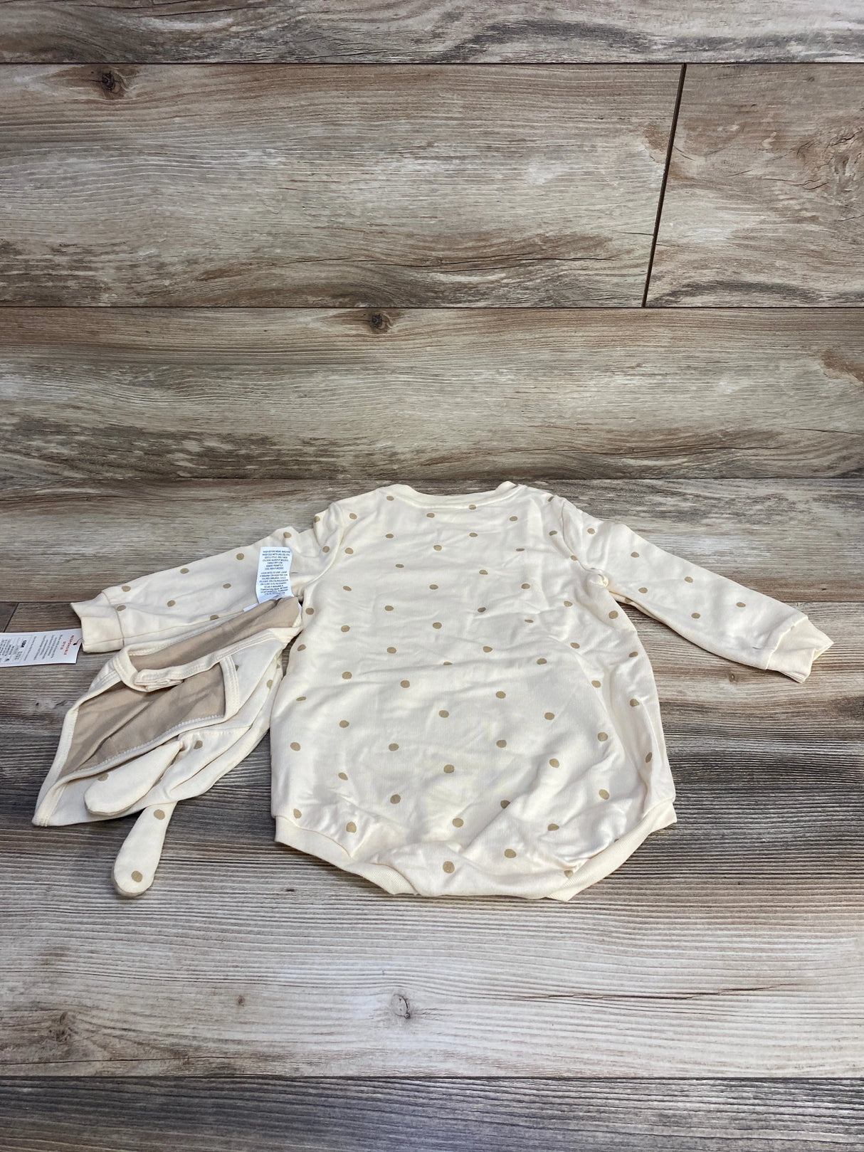 NEW Cat & Jack 2pc Polka Dot Romper & Bonnet Cream sz 18m - Me n Mommy To Be