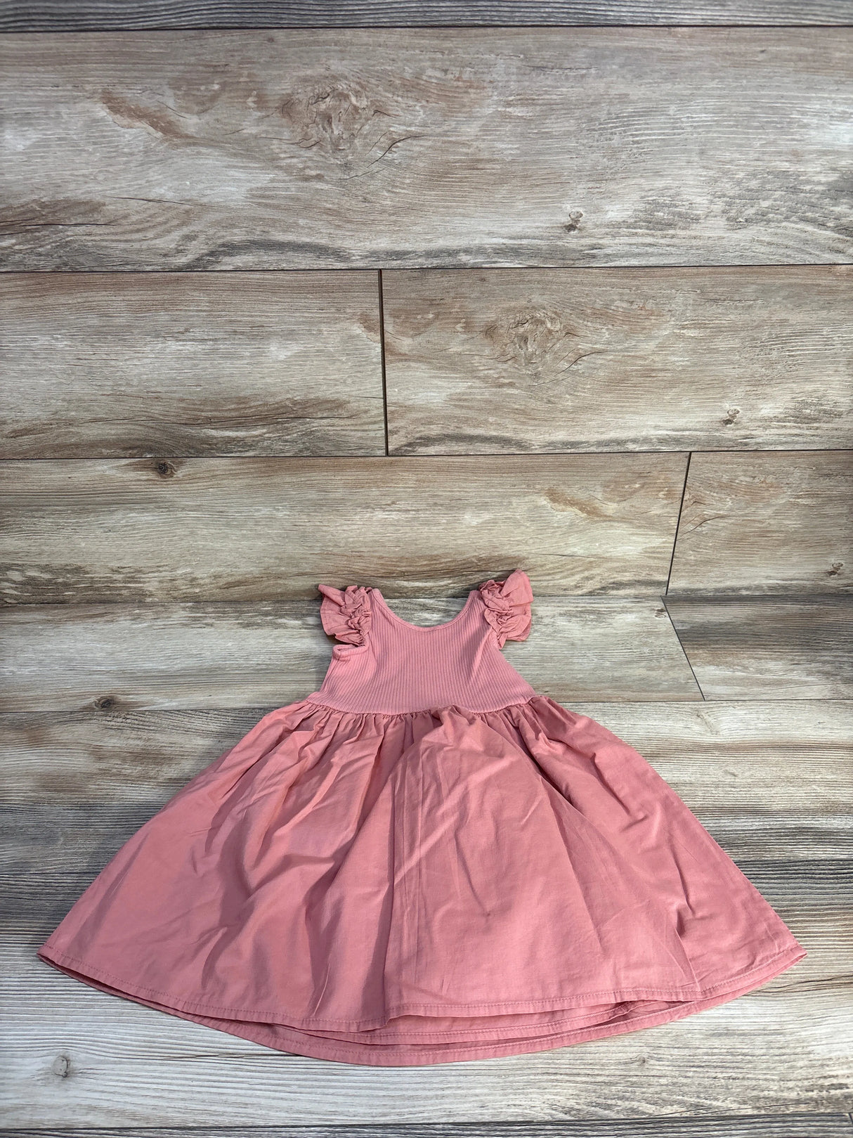 Janie & Jack Ribbed Ruffle Sleeve Dress Pink sz 3T