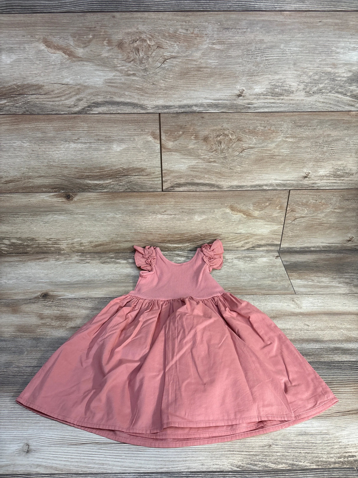 Janie & Jack Ribbed Ruffle Sleeve Dress Pink sz 3T