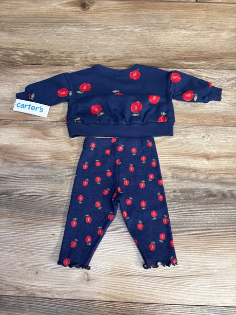 NEW Carter's 2pc Apple Print Sweatshirt & Leggings Navy sz 3m - Me n Mommy To Be