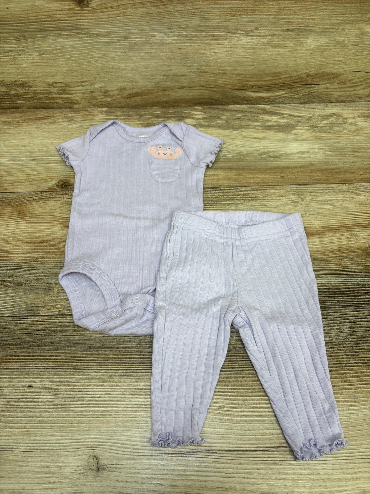 Carter's 2pc Ribbed Bodysuit & Pants Set Purple sz 3m
