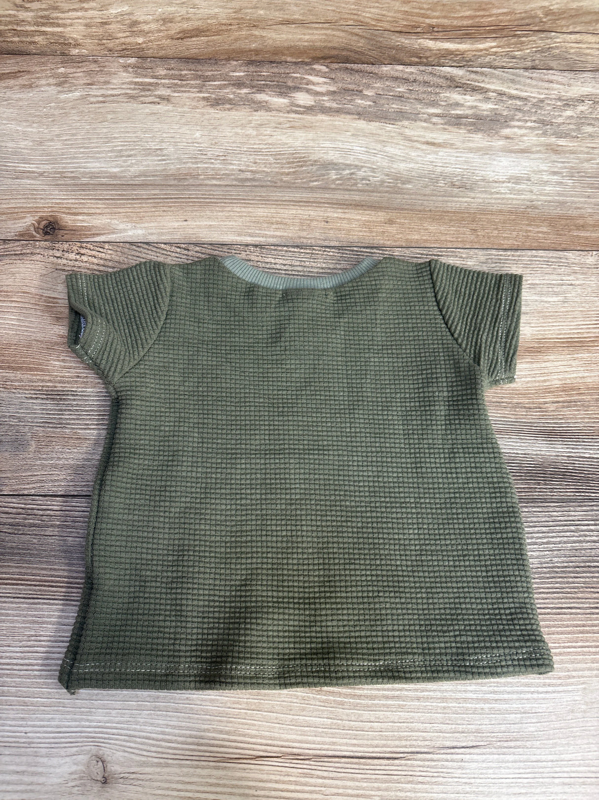 Beau Beau Waffle Knit Short Sleeve Shirt Green sz 6-9m