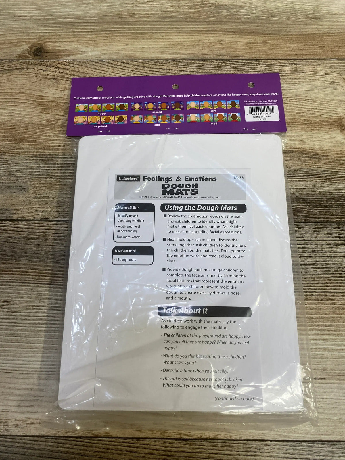 Packaged Lakeshore Feelings and Emotions Dough Mats with 24 reusable mats, six emotions, and four skin tones
