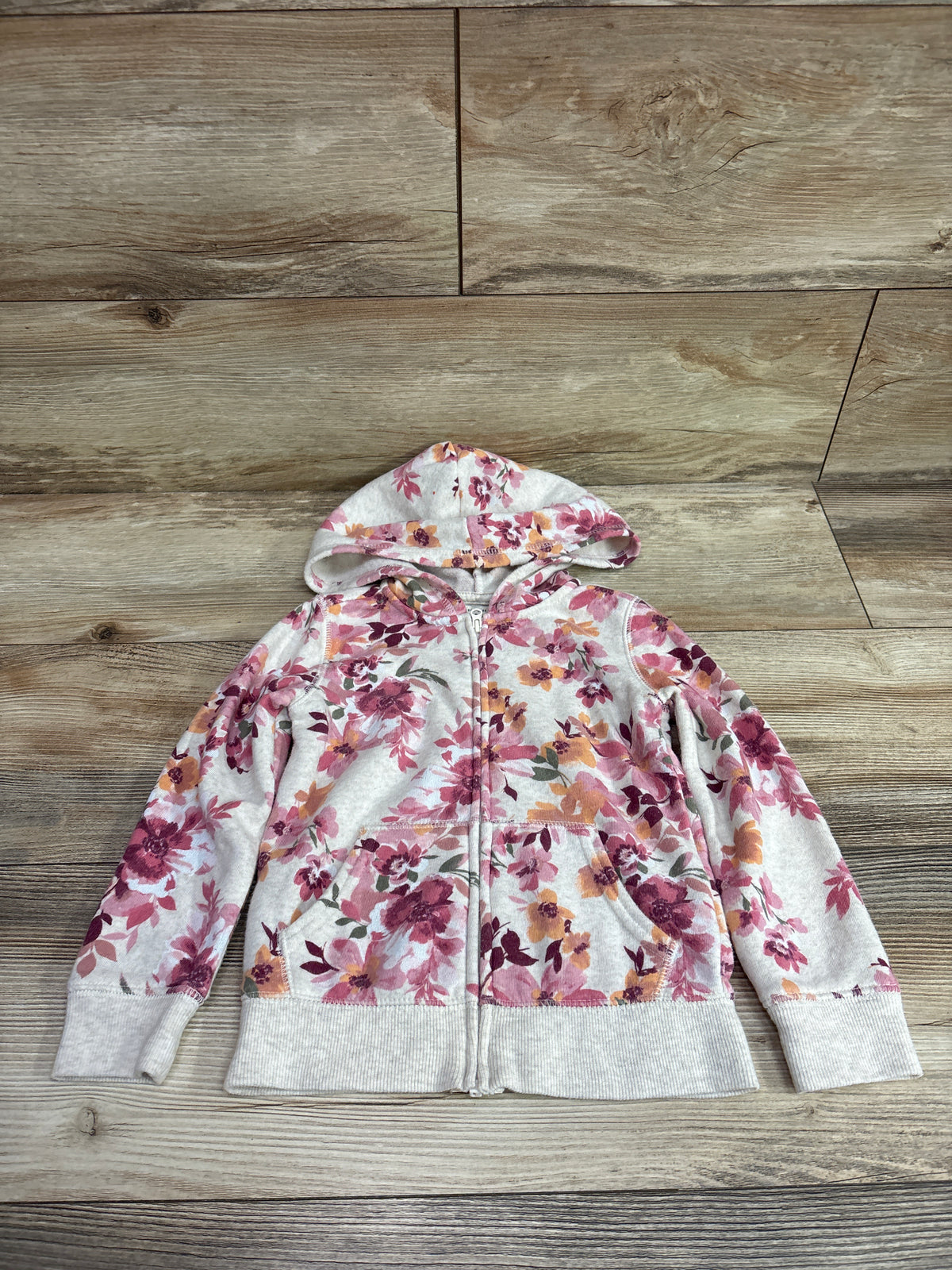 Oshkosh Floral Full Zip Hoodie Beige sz 3T