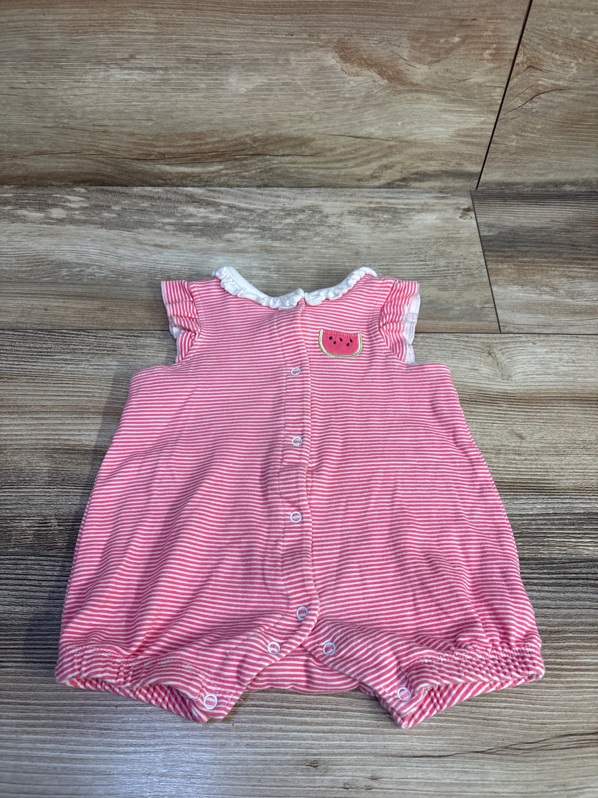 Little Me Striped Button-Front Shortie Romper Pink sz 6m
