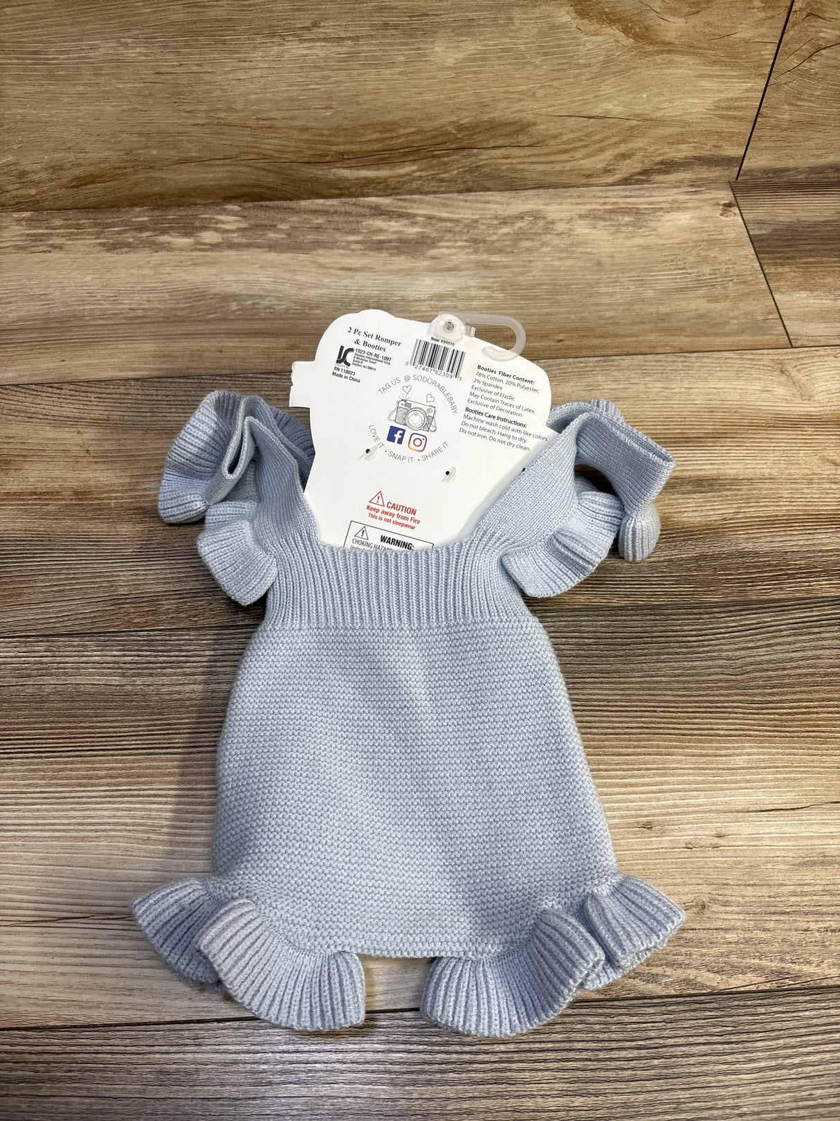 NEW So 'Dorable 2pc Knit Romper & Booties Set Blue sz 0-12m