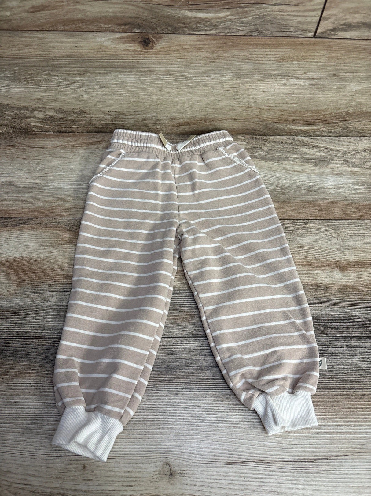Easy Peasy Striped Drawstring Joggers Tan sz 2T